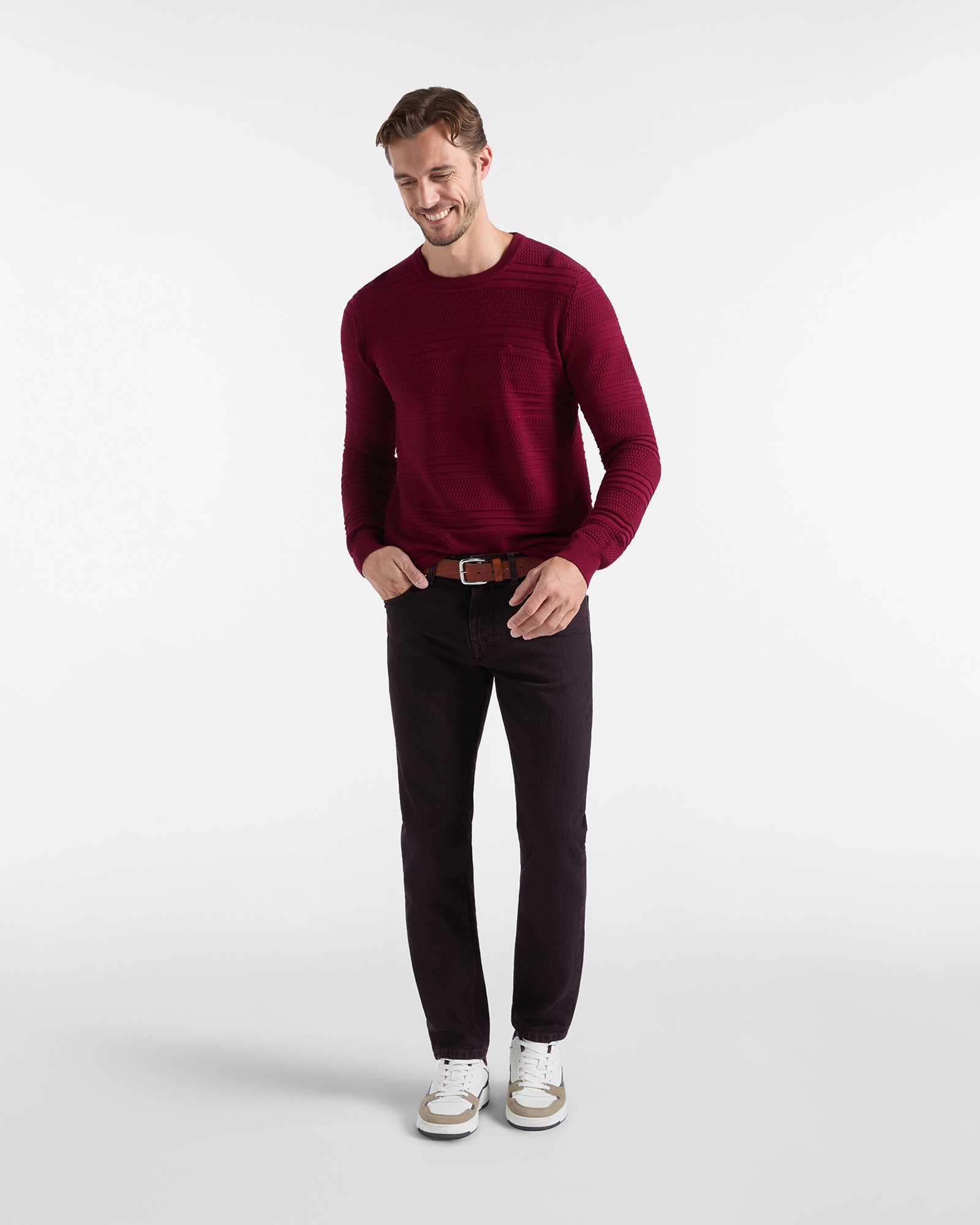 Maglia Uomo in 100% pura lana Regular Fit Made in Italy, INDIAN ROSE, large