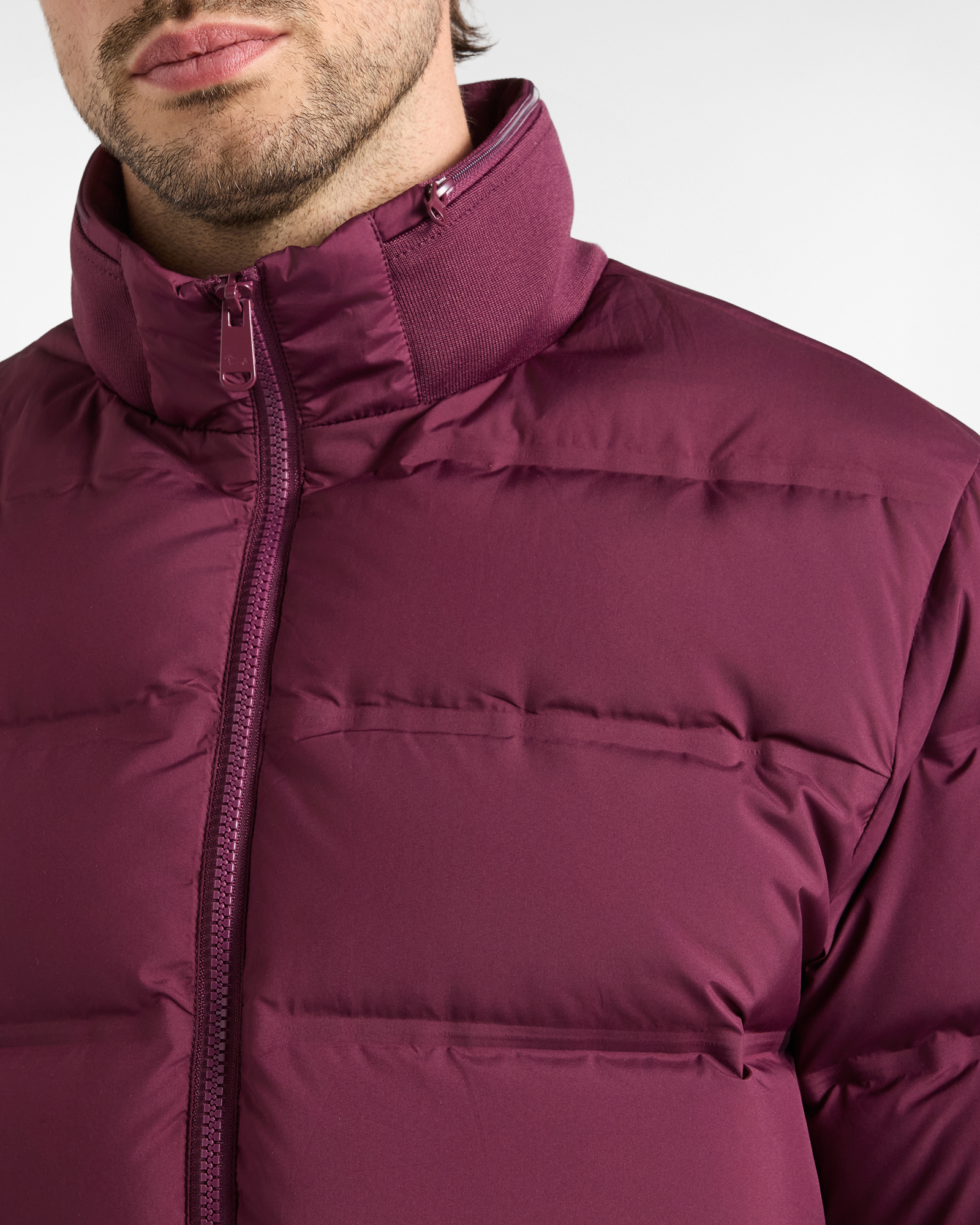 Men&rsquo;s bomber jacket with ribbed collar technical fabric, DARK PURPLE, large