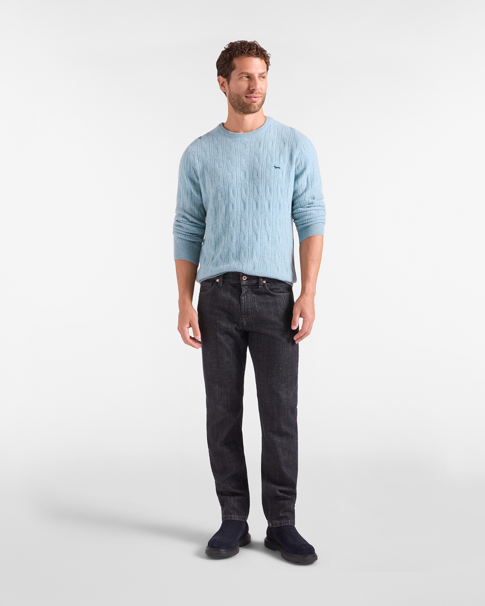 Maglia Uomo in 100% puro cashmere Regular Fit Made in Italy, AZZURRO, large