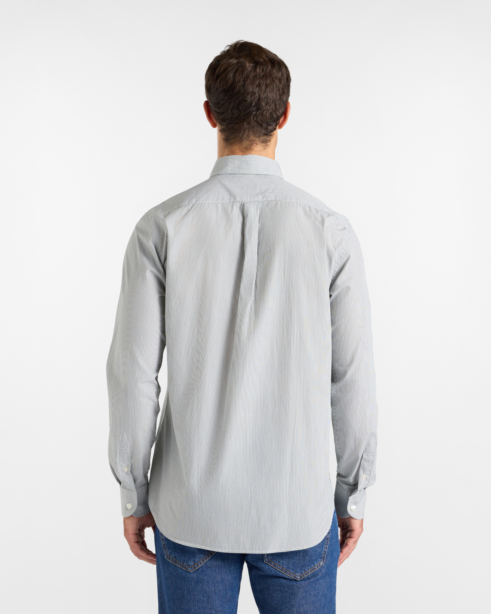 Men's regular-fit yarn-dyed shirt with micro-stripe, BOTTLE GREEN, large