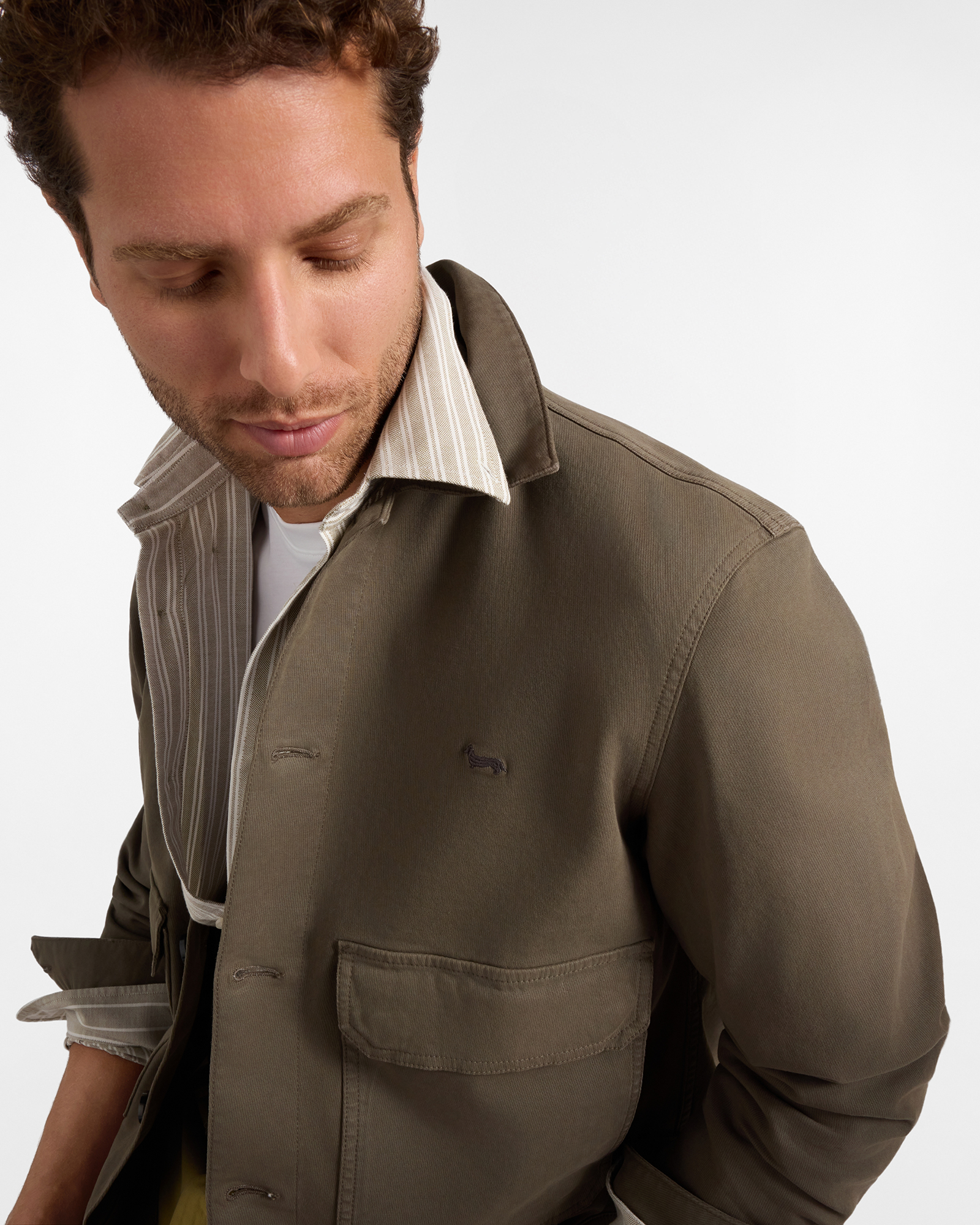 Giubbino da uomo in cotone cavalry  con tasche a patta, VERDE PETROLIO, large