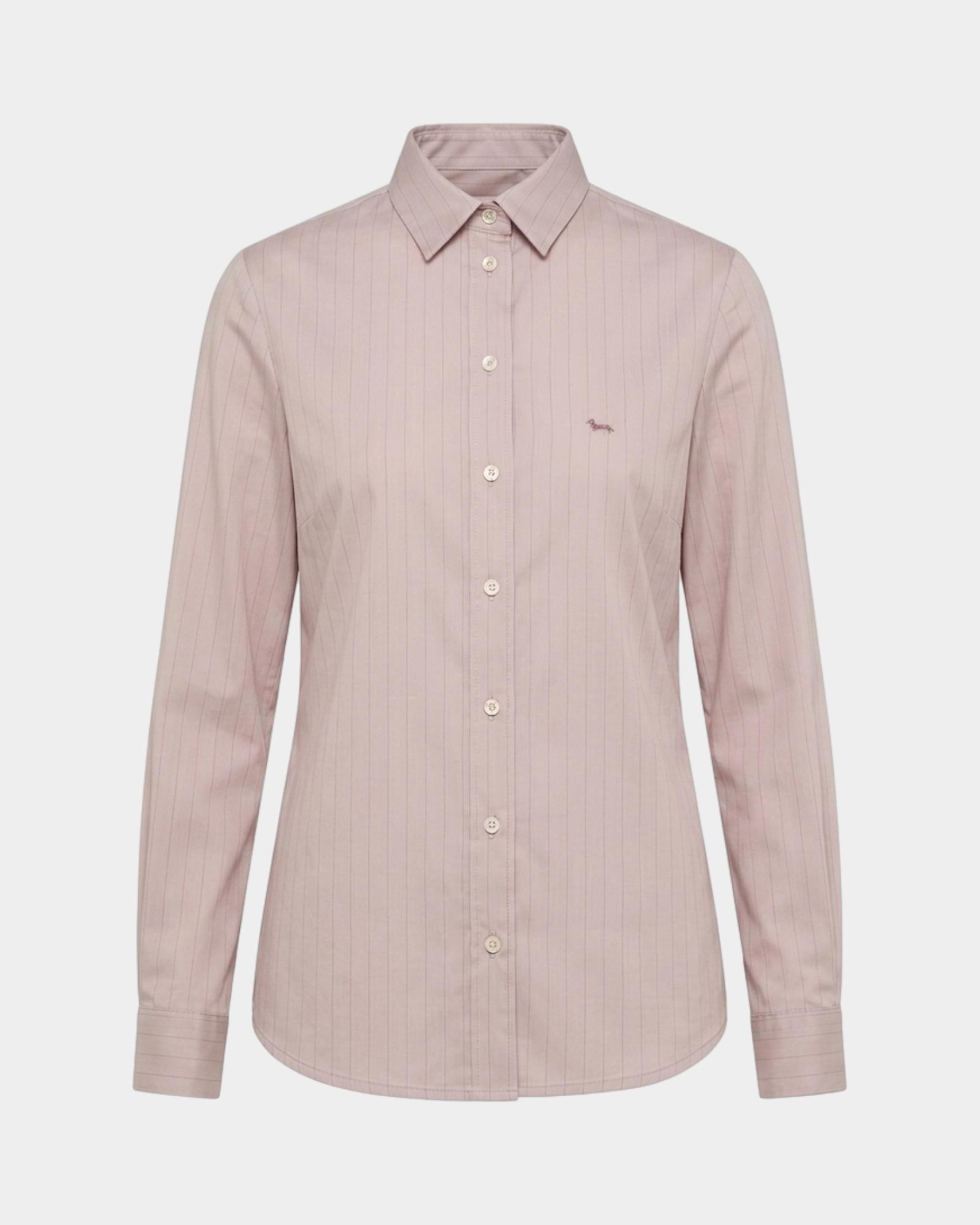 Camisa de mujer de tejido fluido con rayas en color arena, BEIGE, large