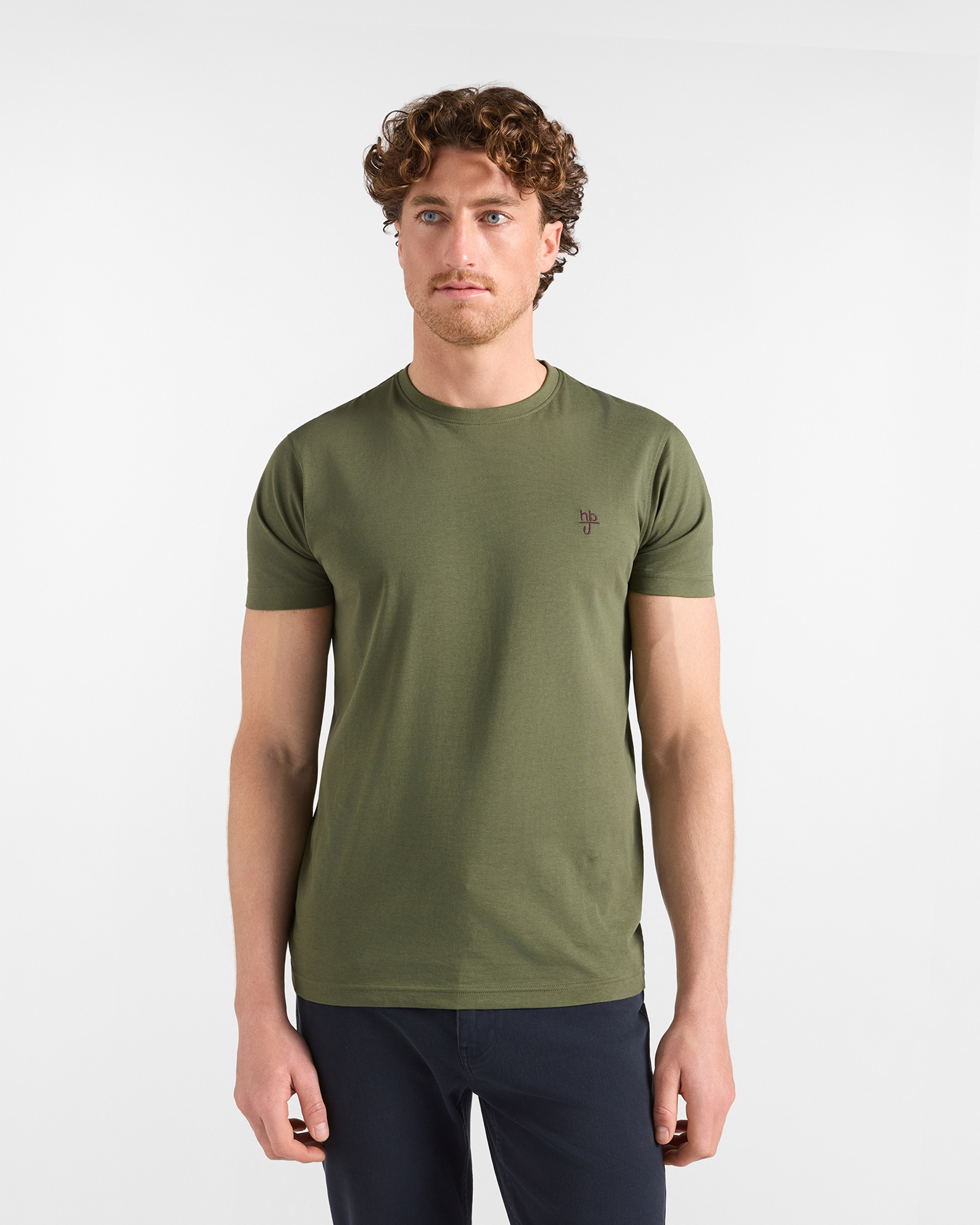 HBJ Men&rsquo;s Narrow Fit T-Shirt in Pure Military Green Cotton