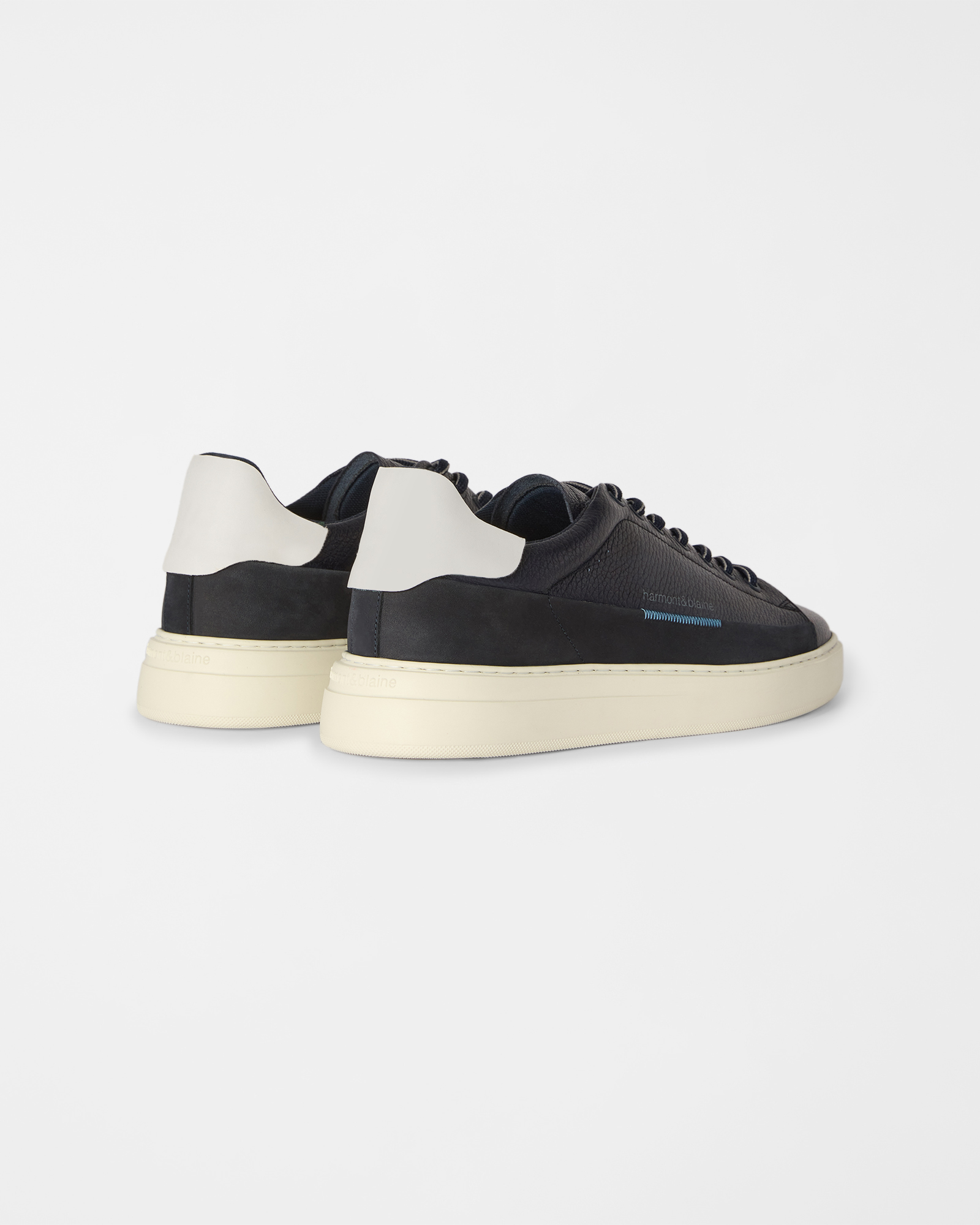 Sneaker de hombre en piel granulada y nobuk, AZUL - AZUL, large
