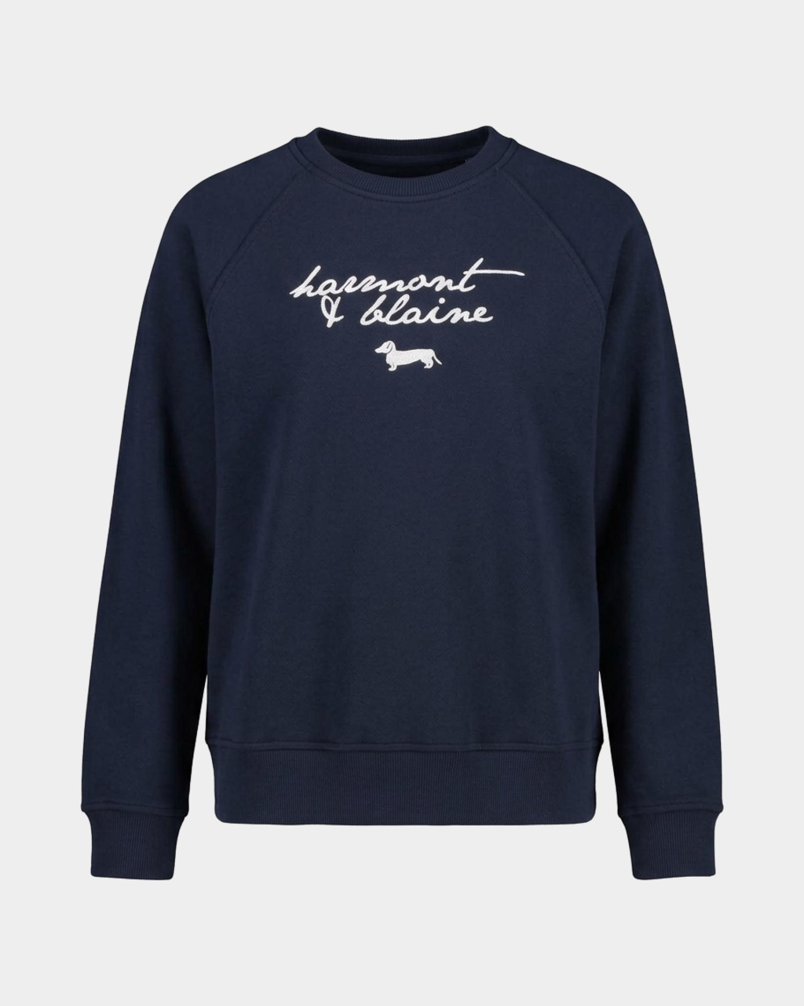 Women's crewneck sweatshirt with raglan sleeves and logo embroidery, BLUE, large