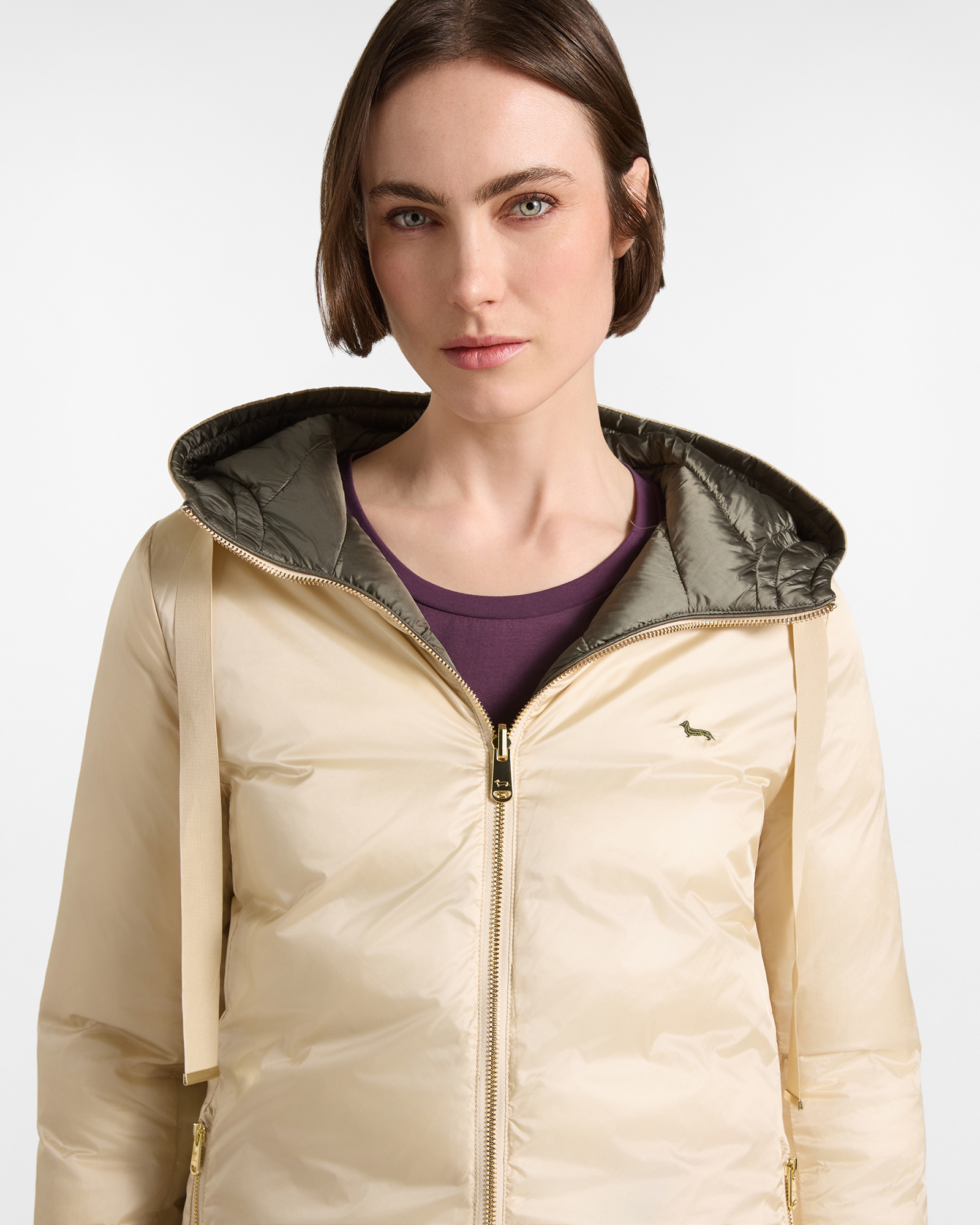 Chaqueta acolchada reversible bicolor para mujer, VERDE PETR&Oacute;LEO, large