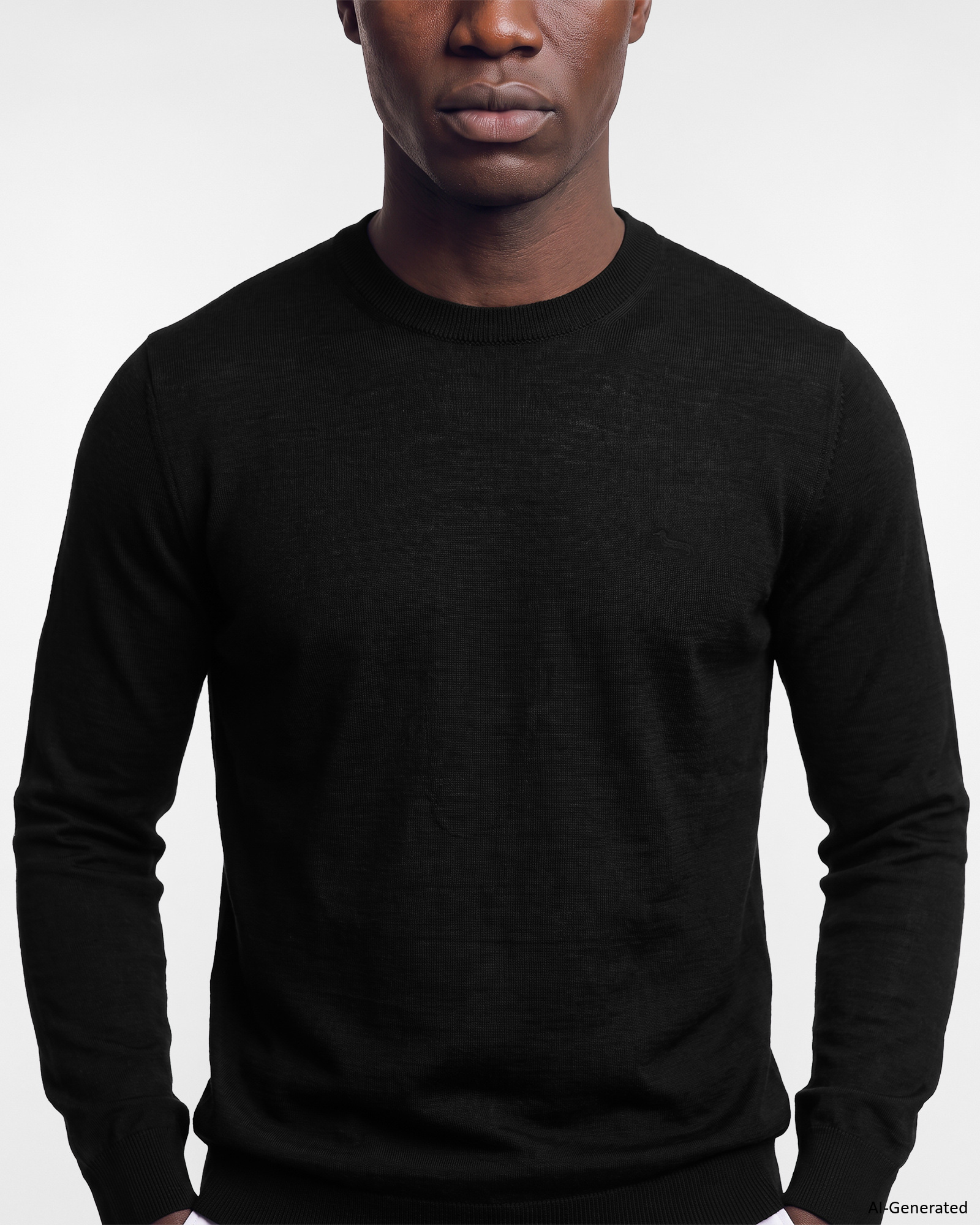 Maglia Uomo in 100% pura lana Regular Fit, NERO, large