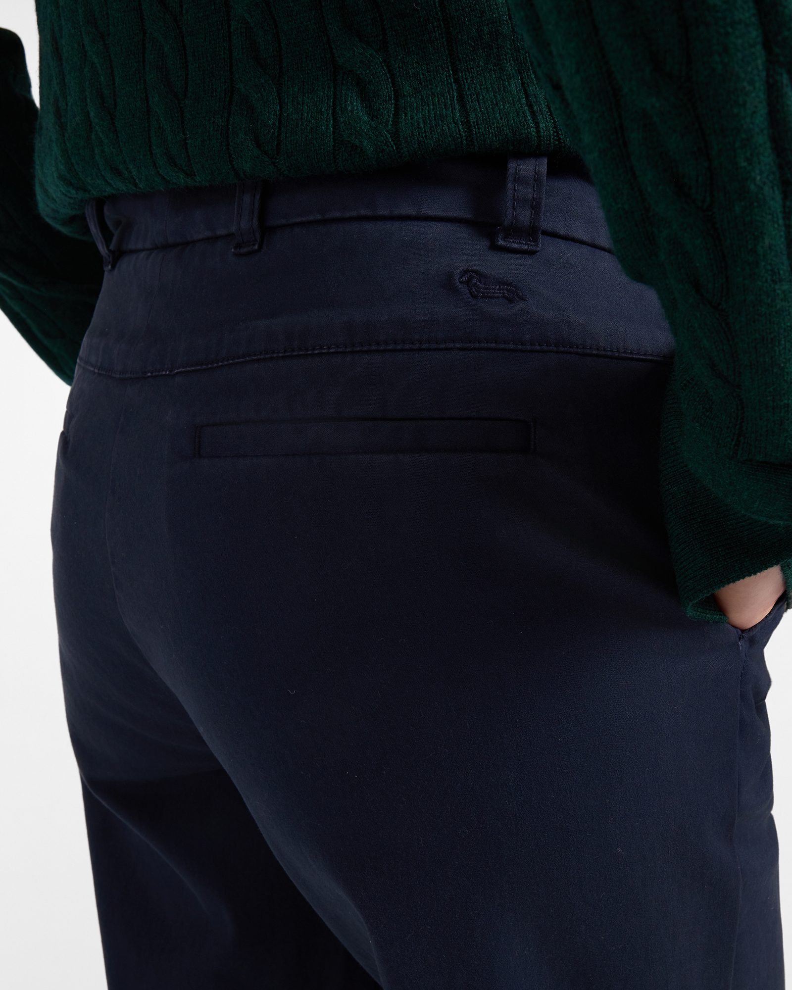 Pantal&oacute;n chino para mujer en algod&oacute;n el&aacute;stico, AZUL, large
