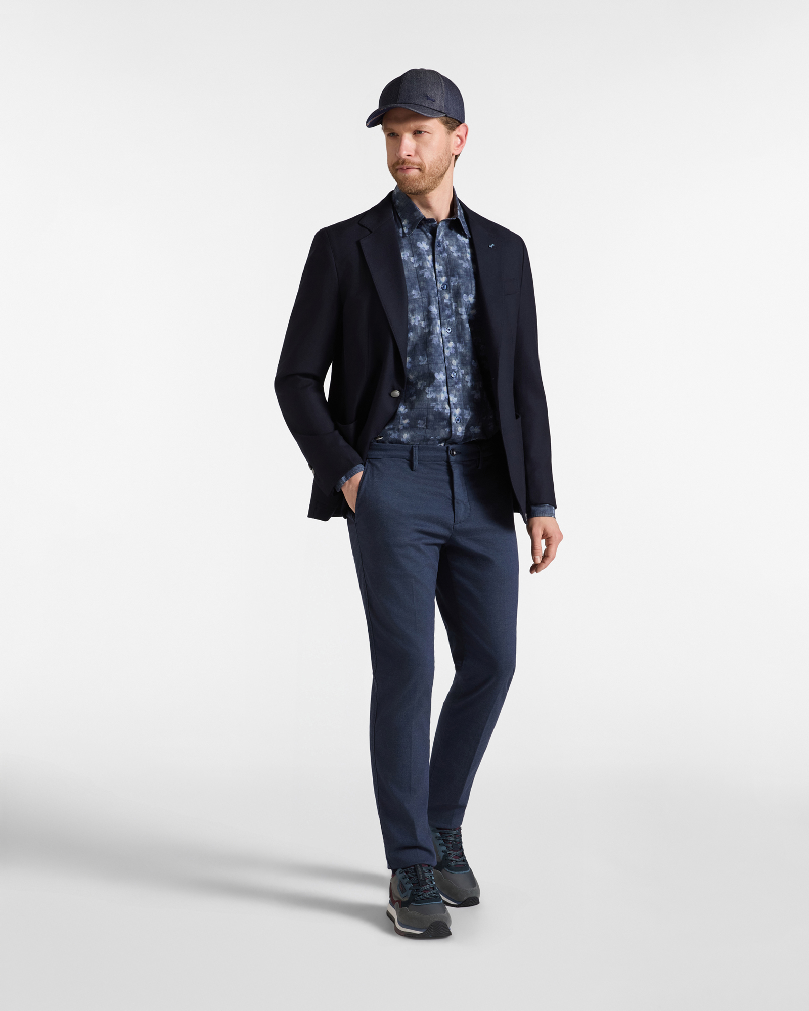 Men's Made-in-Italy pure wool blazer, NAVY BLUE, large