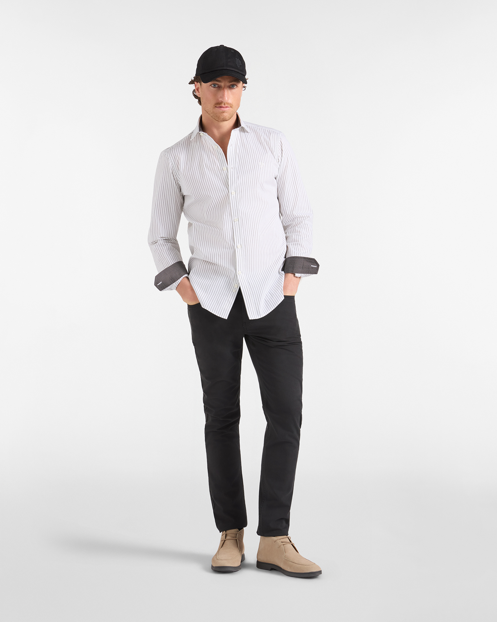 Camicia HBJ Uomo a righe Narrow Fit in cotone stretch, VERDE, large