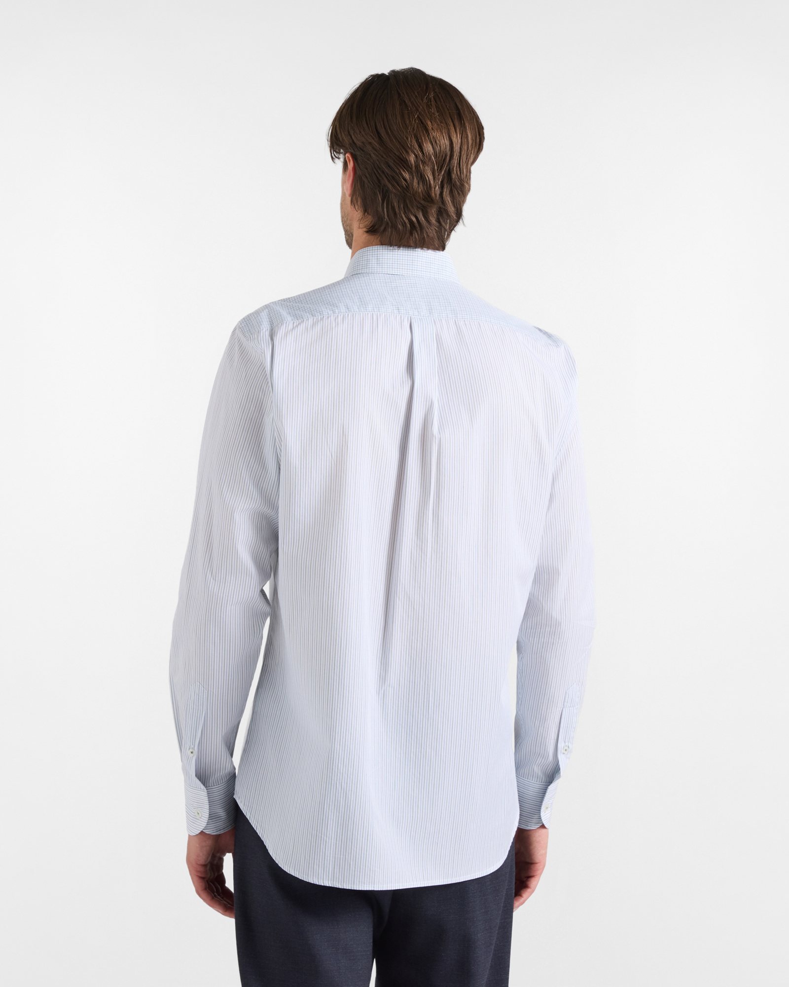 Men&rsquo;s shirt in extra-fine striped poplin, WHITE, large