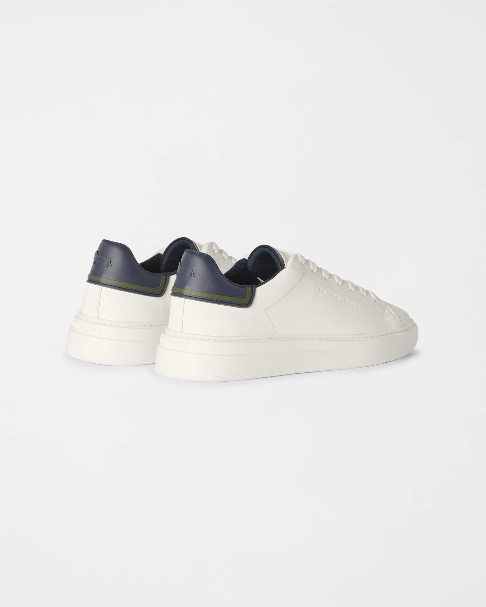 Sneaker de hombre en piel lisa, color azul, BLANCO - AZUL, large