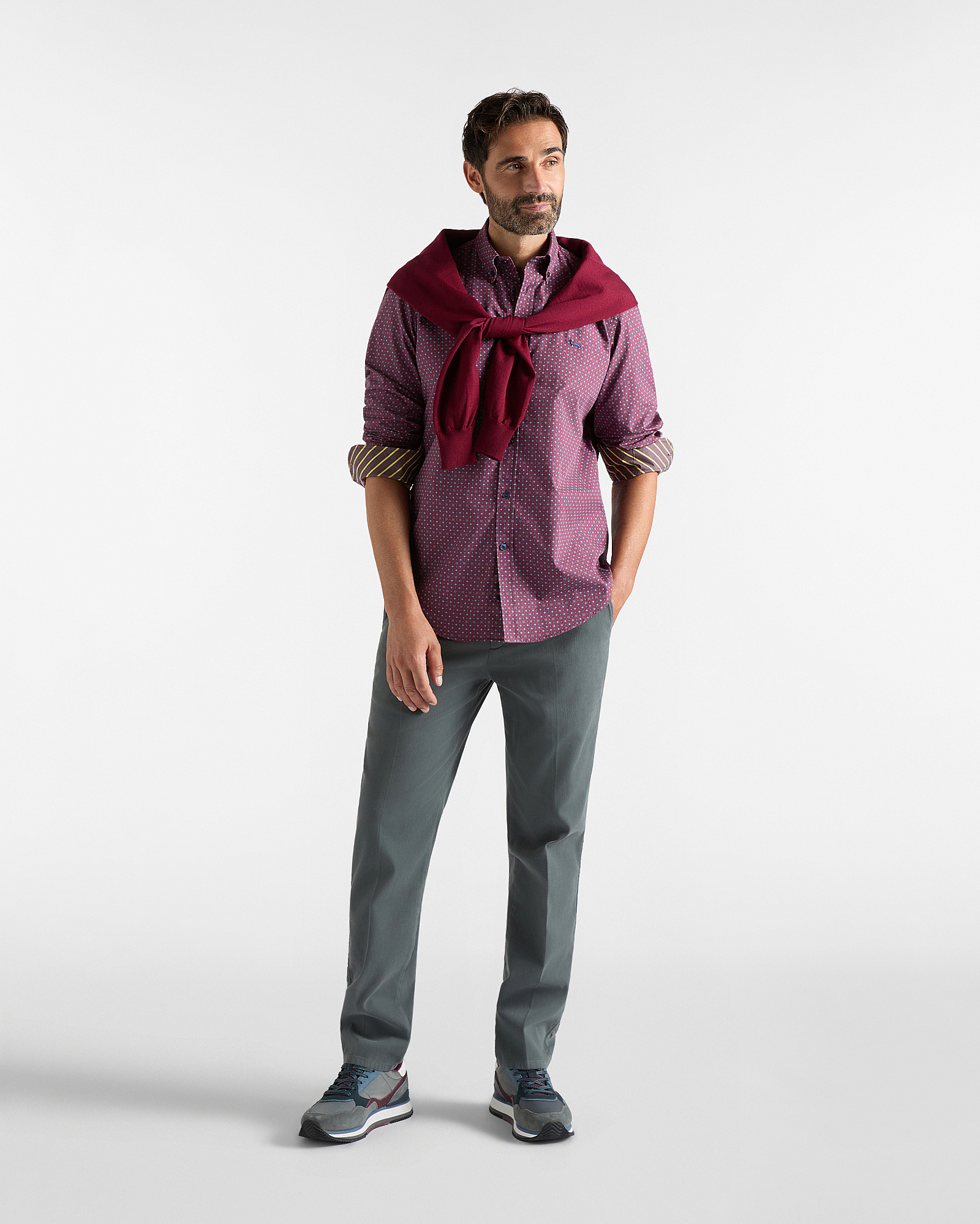 Men's regular-fit shirt with micro-tie print, INDIAN ROSE, large