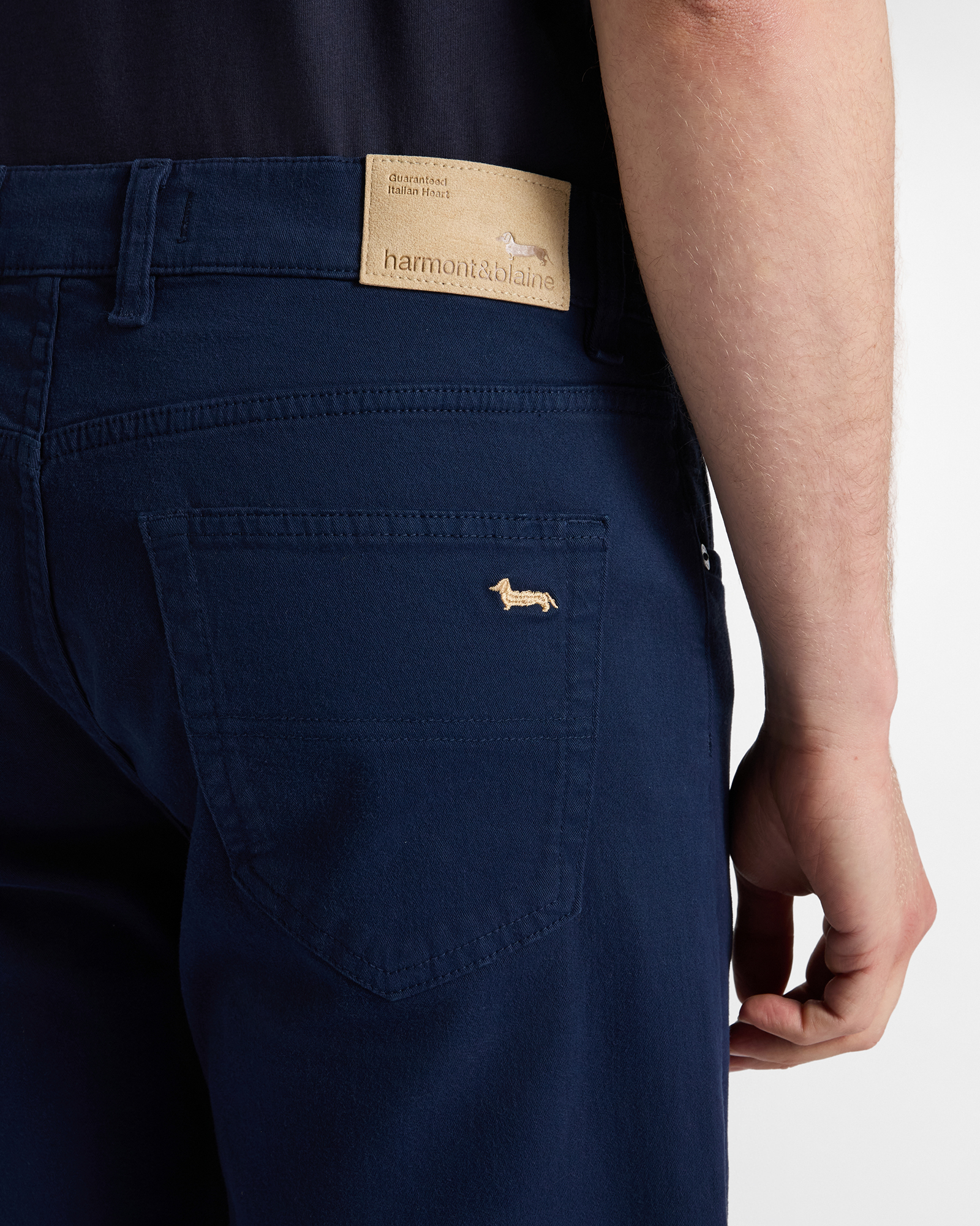 Men&rsquo;s regular-fit  stretch cotton 5-pocket trousers, NAVY BLUE, large