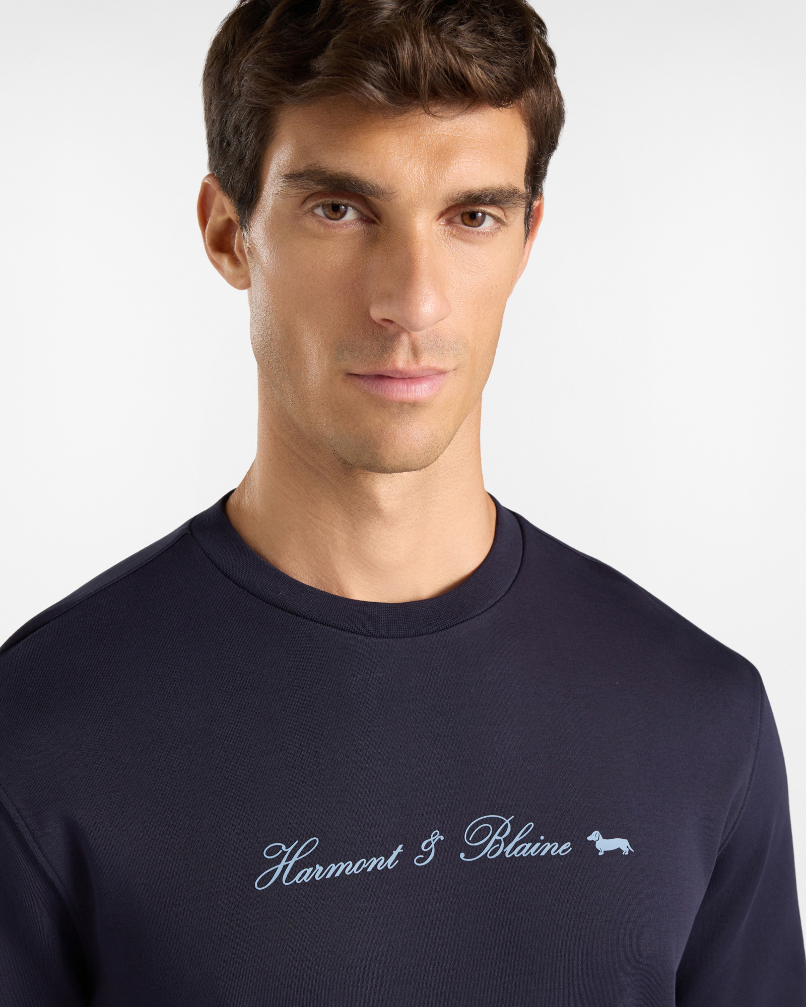 Felpa Uomo girocollo in puro cotone con logo 3D, BLU NAVY, large