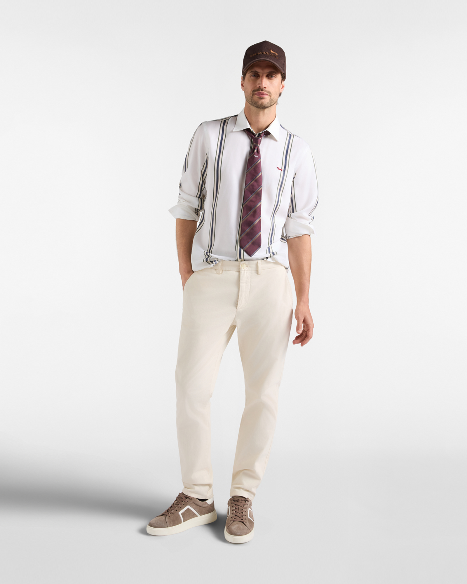 Men&rsquo;s narrow-fit stretch cotton chino pants, TAUPE, large