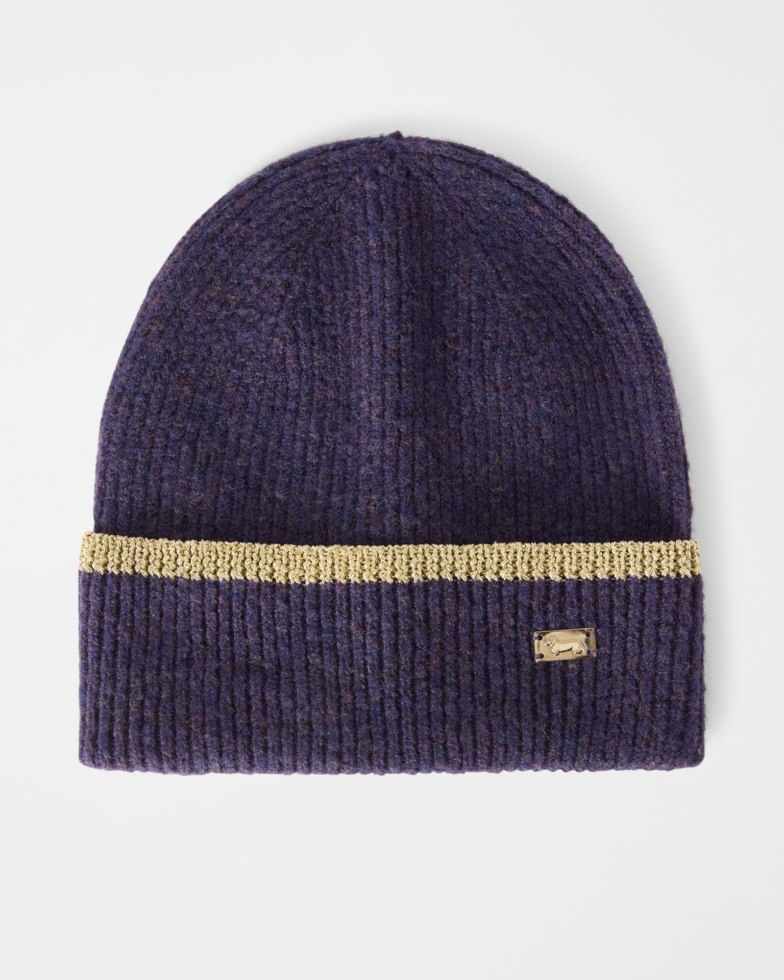 Gorro de mujer con rayas en contraste color tortora