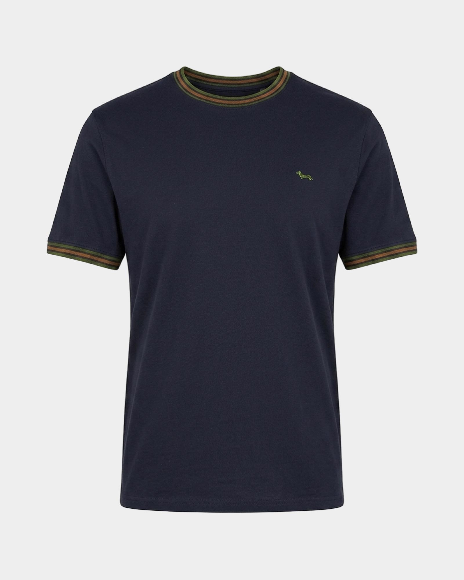 T-shirt Uomo con girocollo a costine rigate in 100% puro cotone Regular Fit, BLU NAVY, large