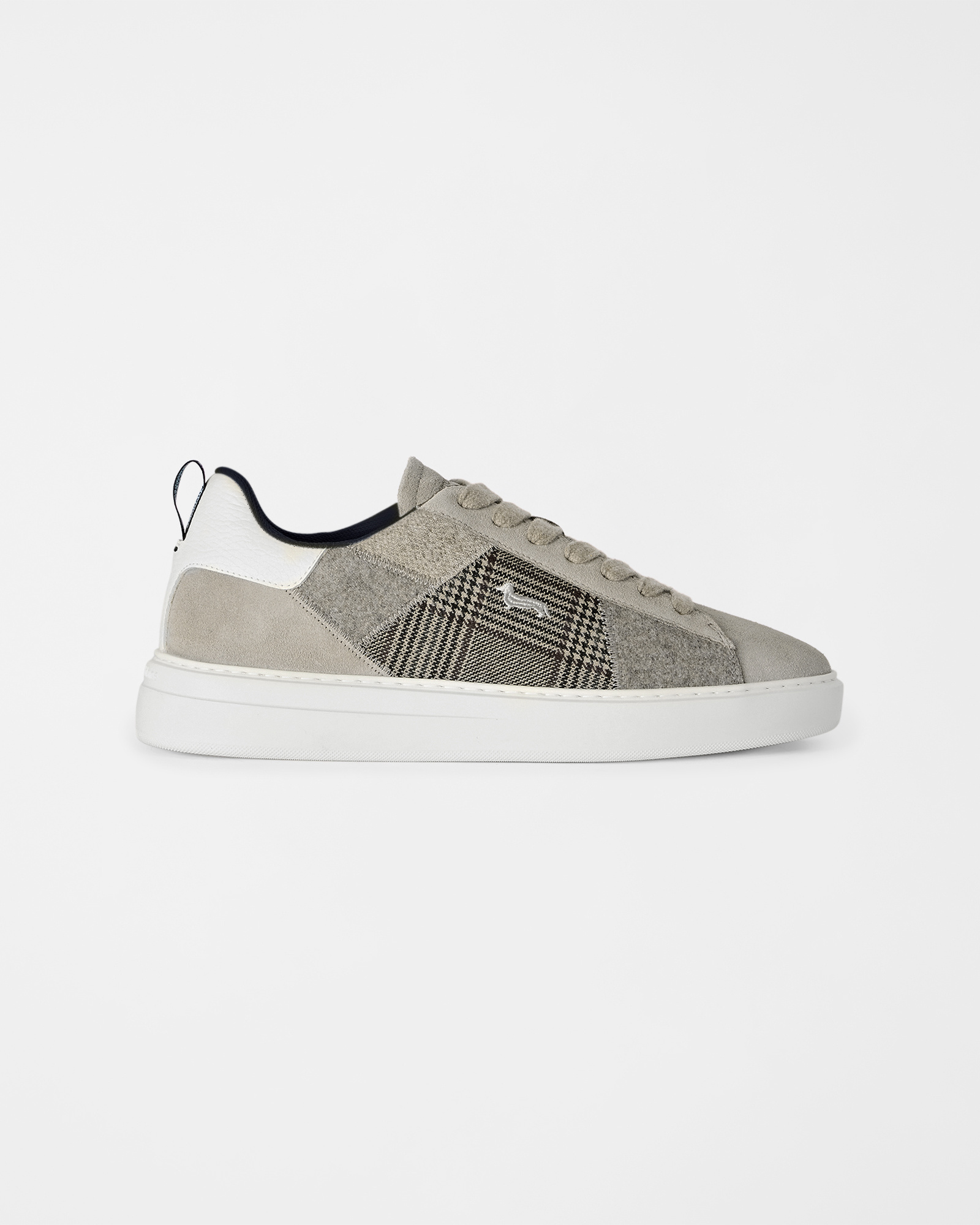 Sneaker Uomo in camoscio e patchwork di tessuti beige