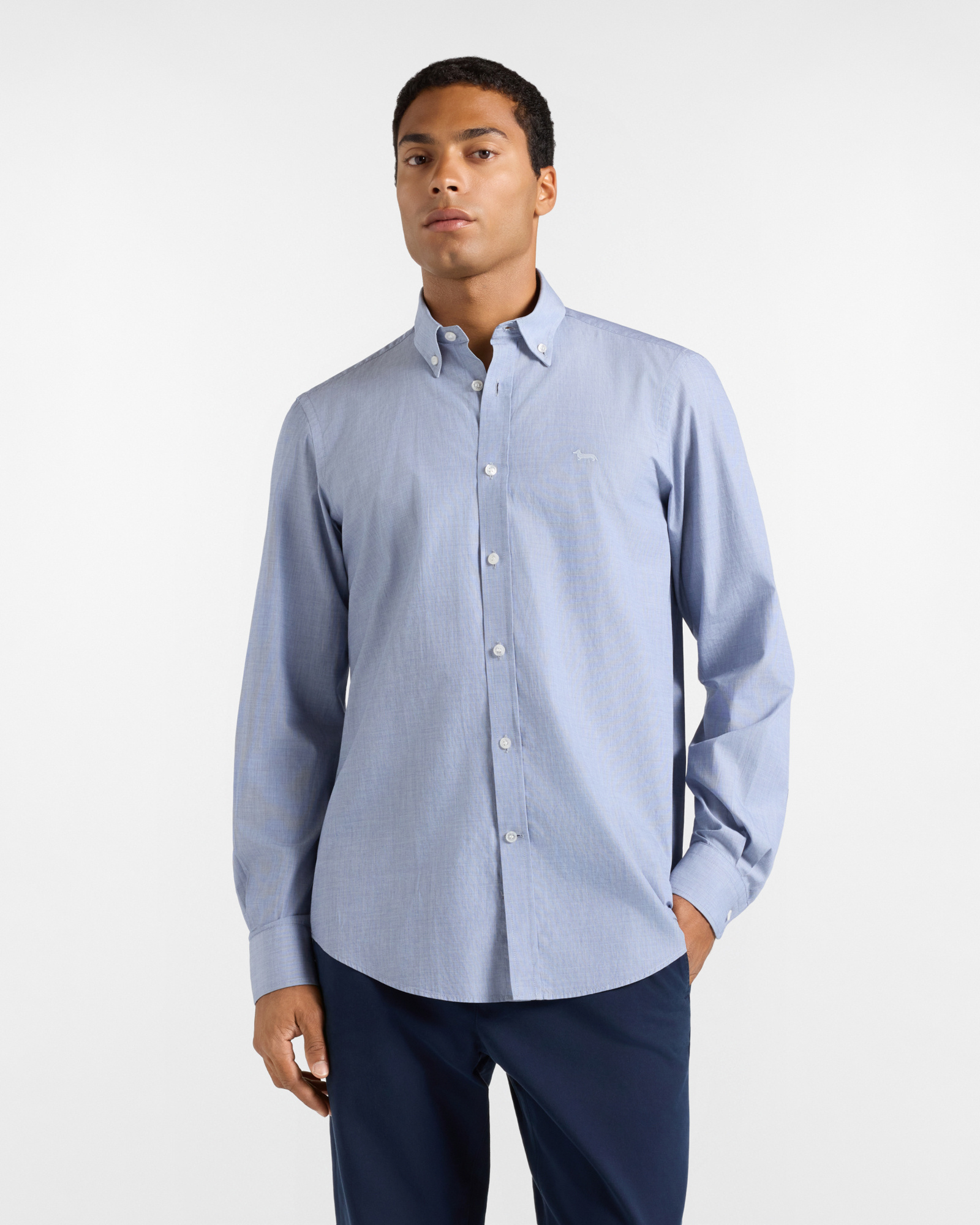 Camicia Uomo in tessuto fil-&agrave;-fil Regular Fit blu