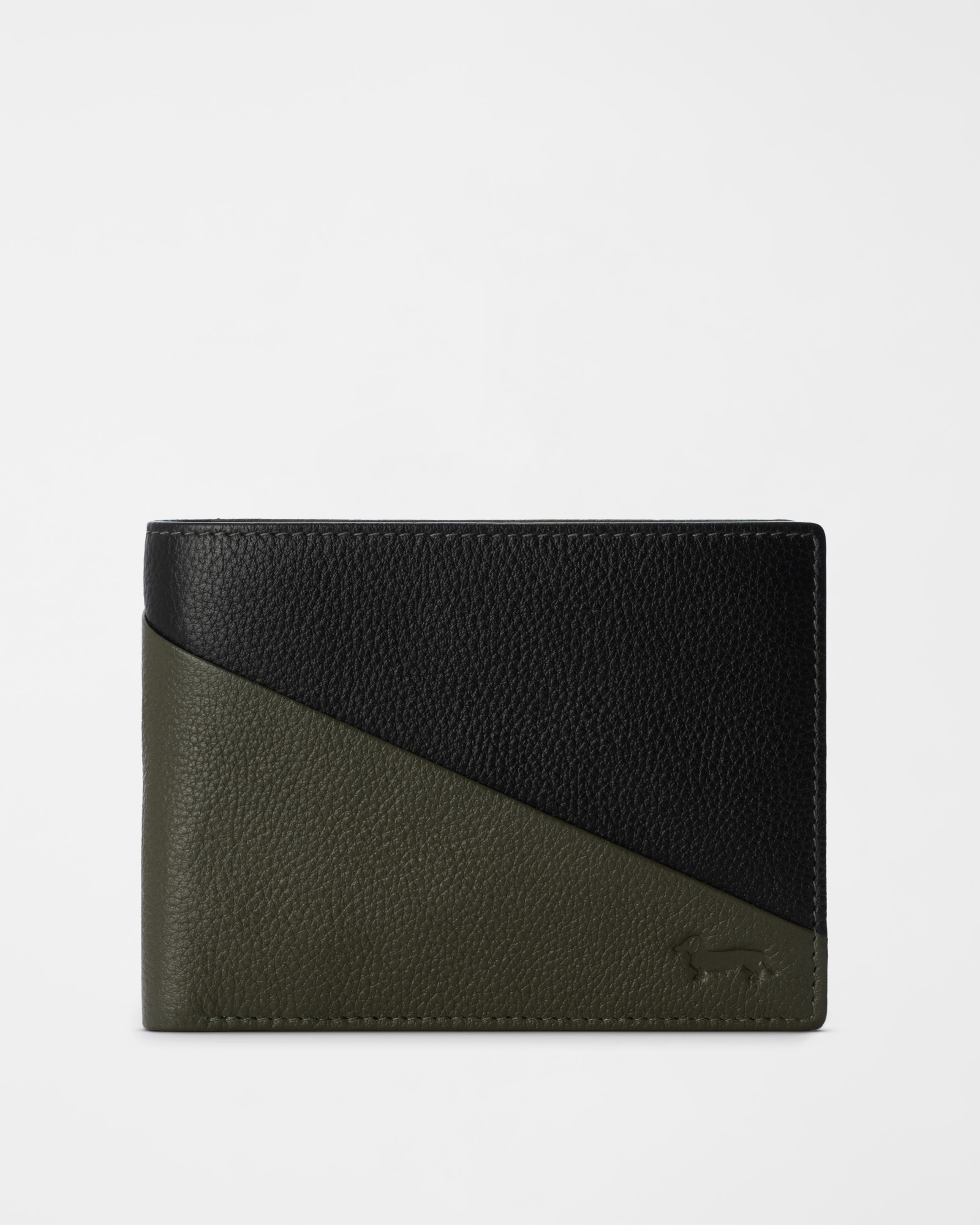 Men&rsquo;s Two-Tone Genuine Leather Wallet with Coin Pocket &ndash; Green/Black