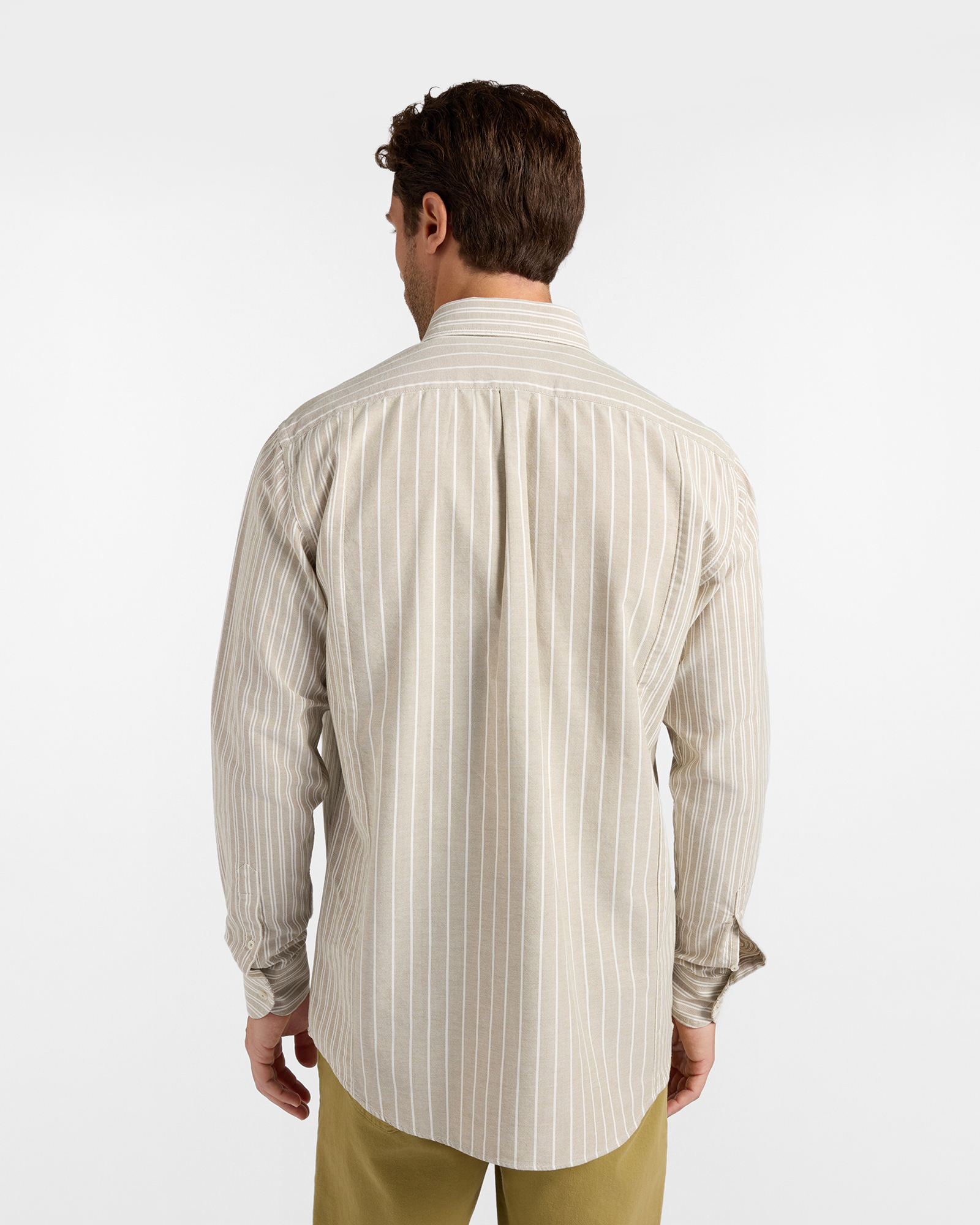 Camicia Uomo in oxford organico rigato Classic Fit, VERDE CHIARO, large