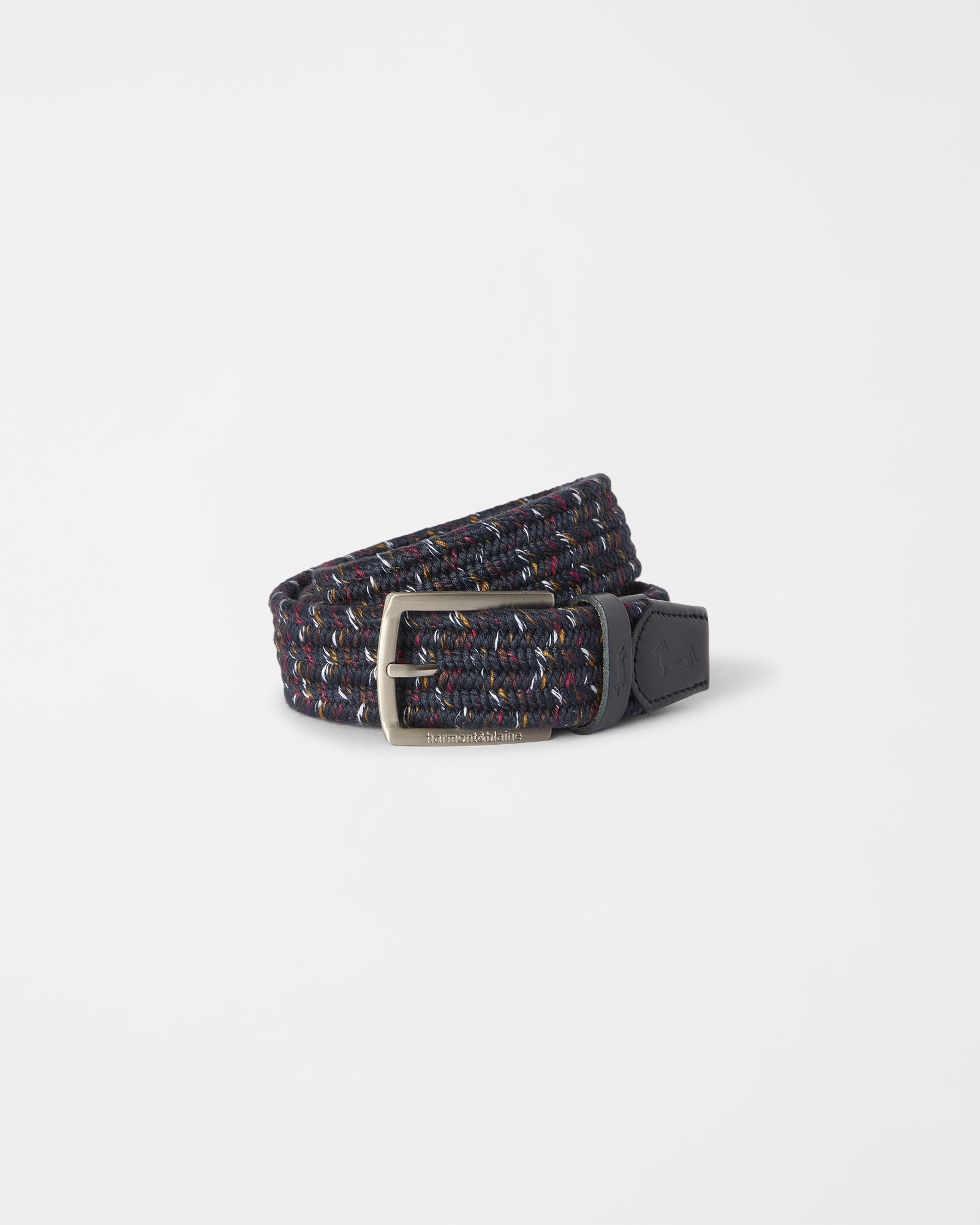 Blue men&rsquo;s braided belt in a cotton and leather blend