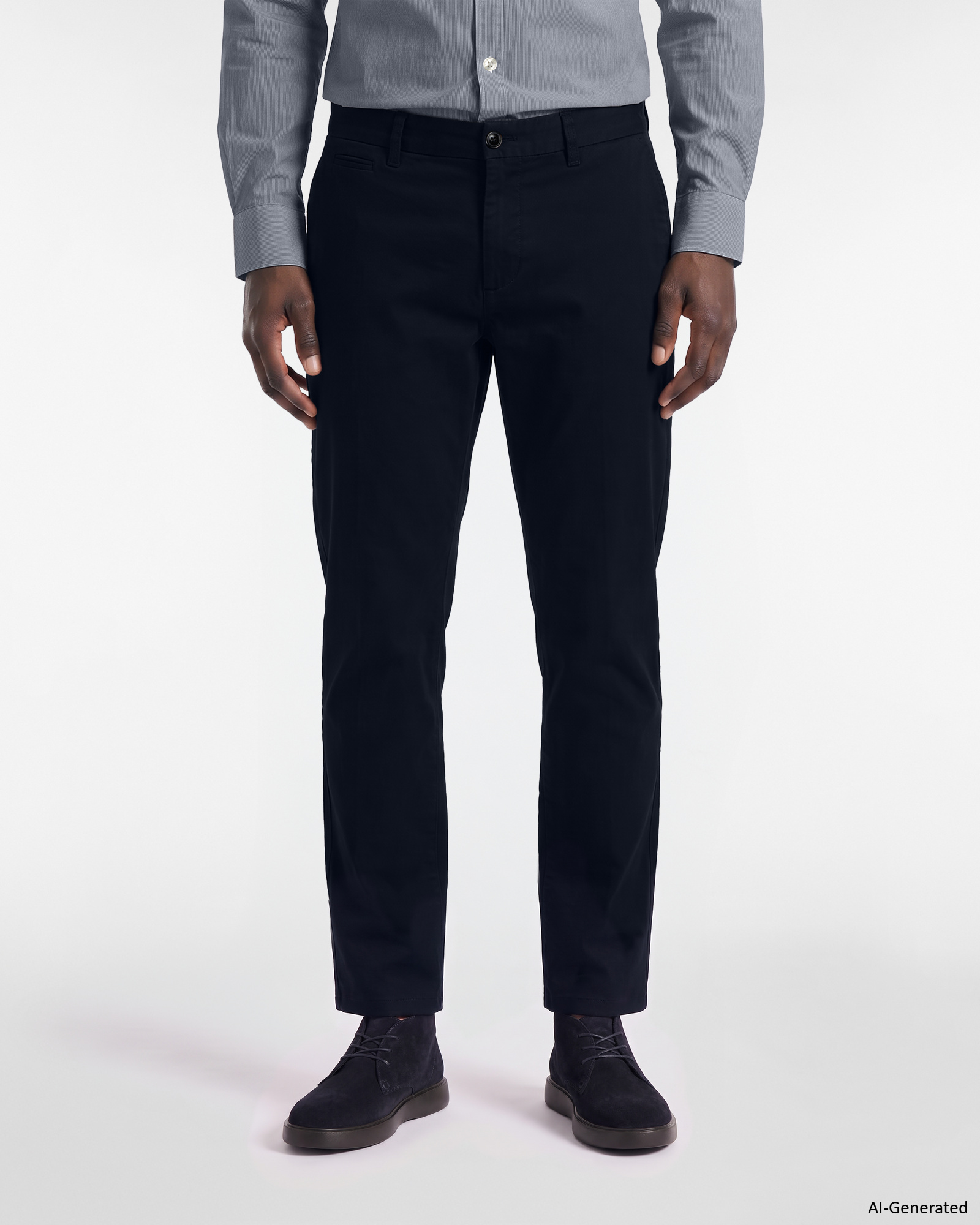 Men&rsquo;s slim-fit dark blue stretch cotton chino pants