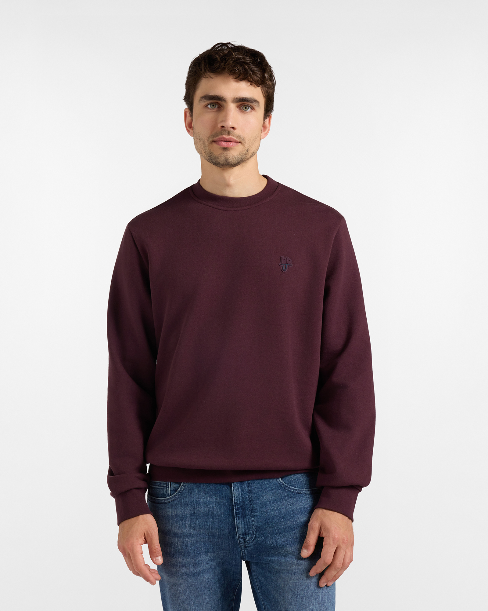 HBJ Men&rsquo;s Sweatshirt with logo patch in burgundy cotton blend
