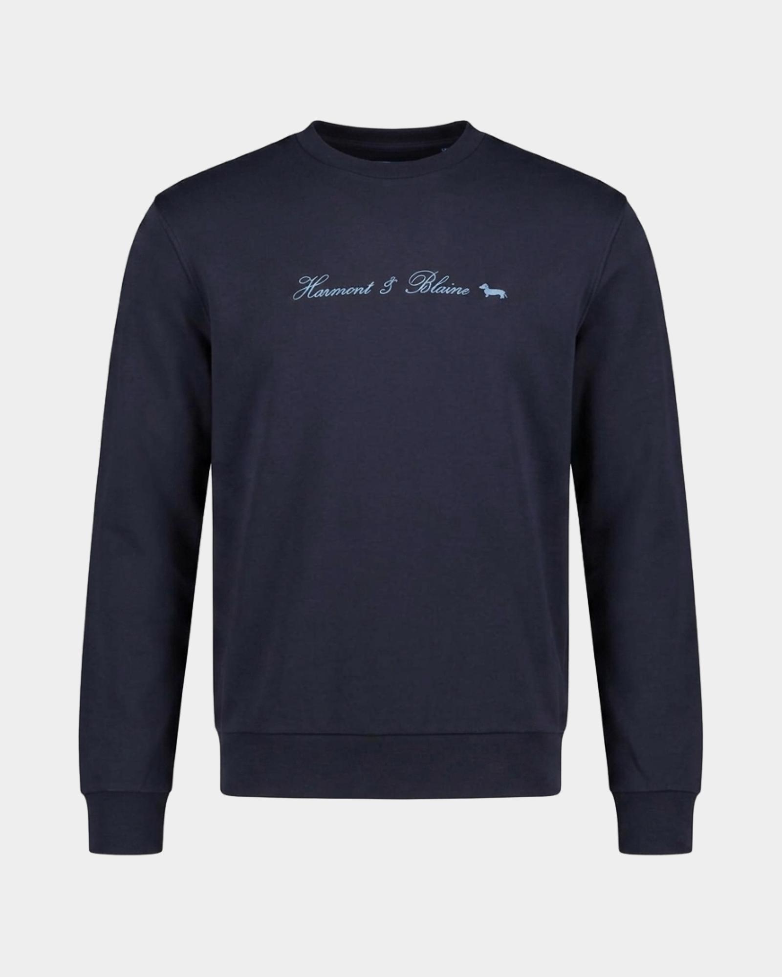 Felpa Uomo girocollo in puro cotone con logo 3D, BLU NAVY, large