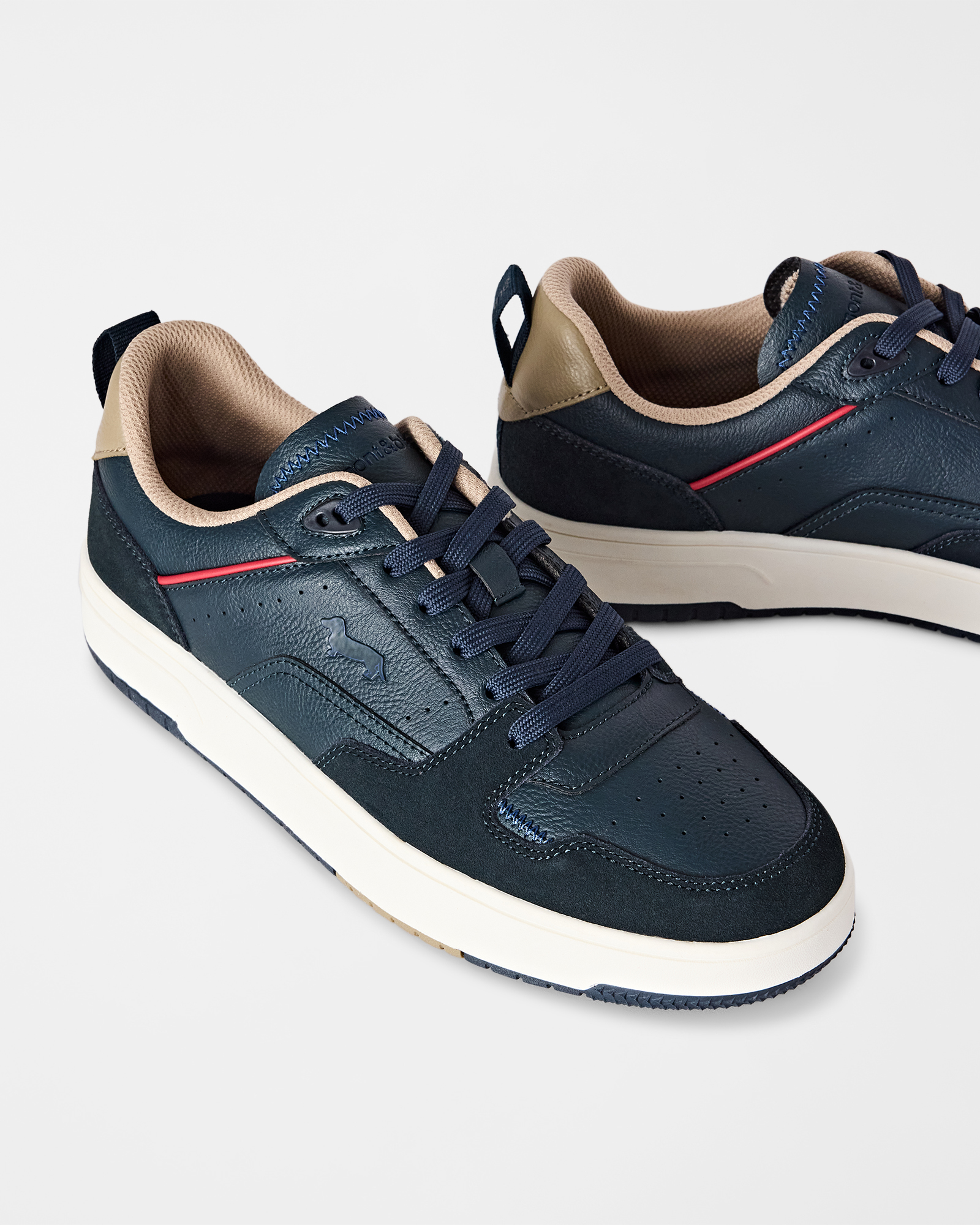Sneaker Uomo basket-style in vera pelle, simil pelle e camoscio, BLU - BLU, large