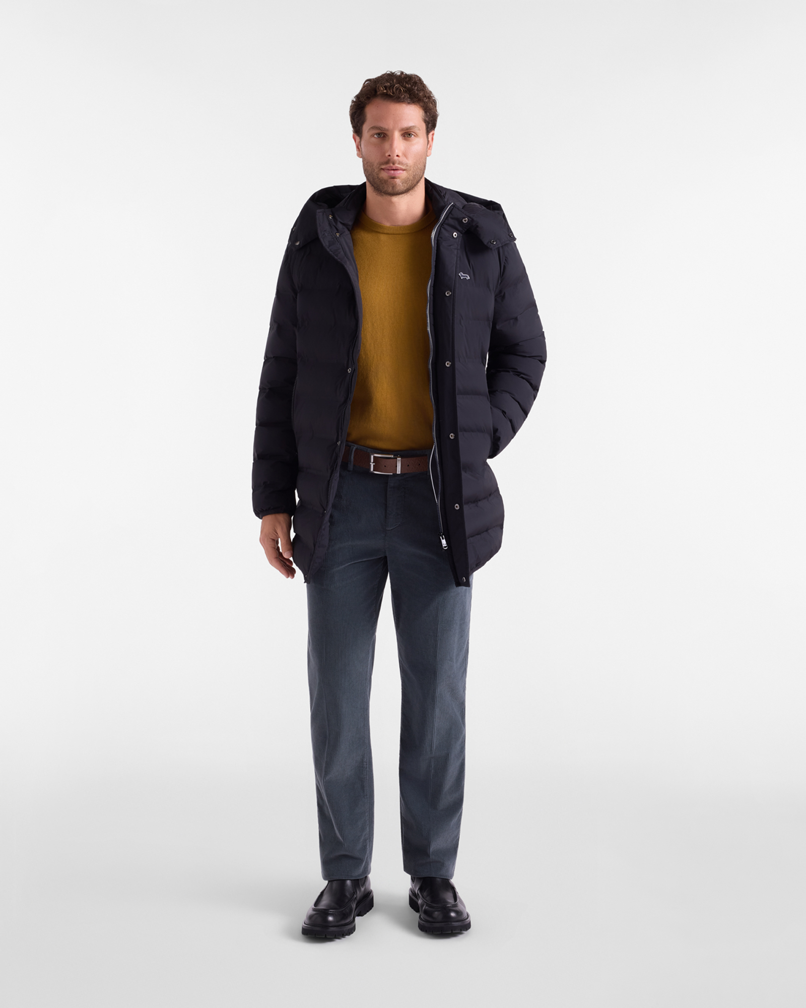 Men's regular fit sweater in a  wool and cotton blend, BROWN, large