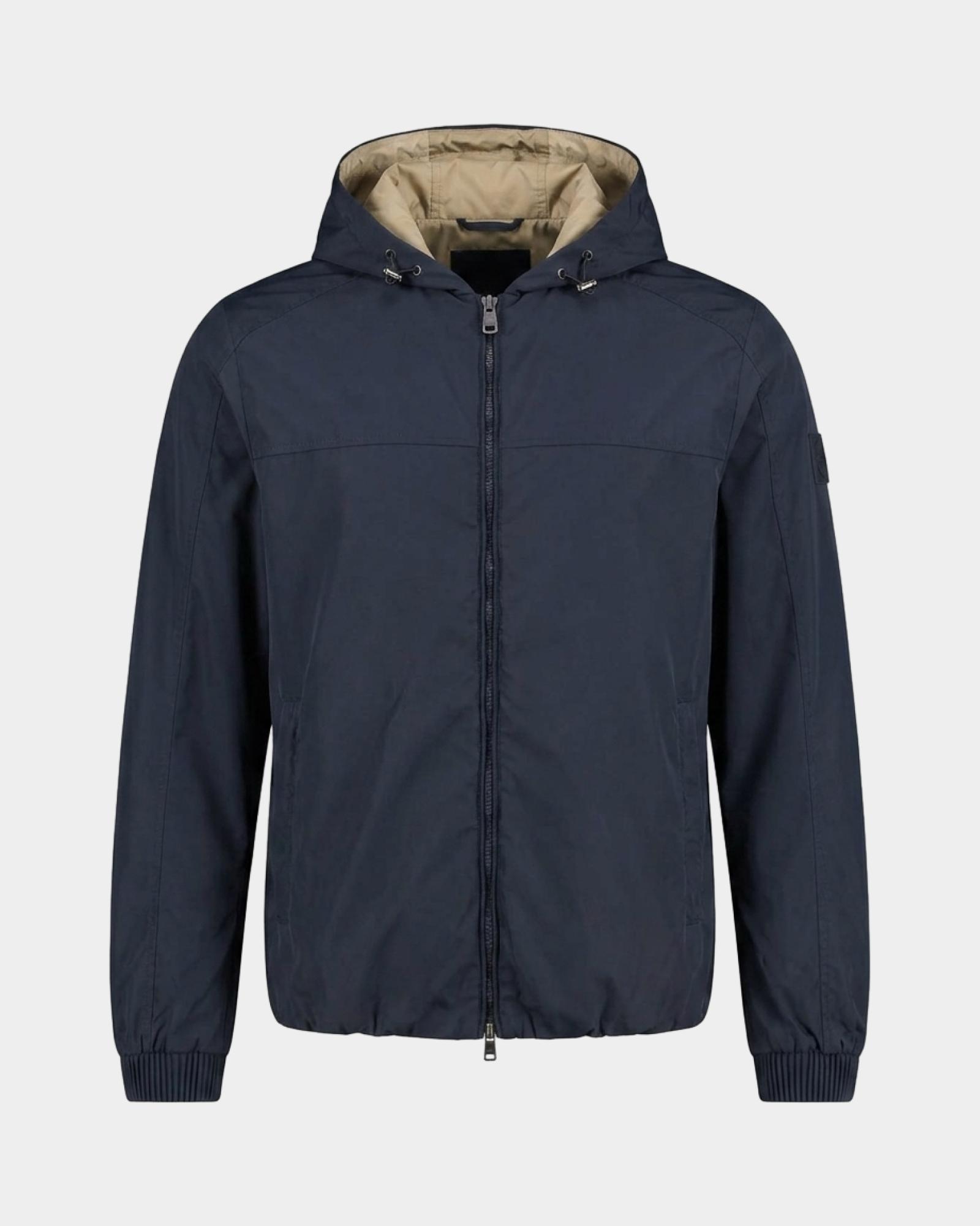Men's nylon jacket with double fastening, NAVY BLUE, large
