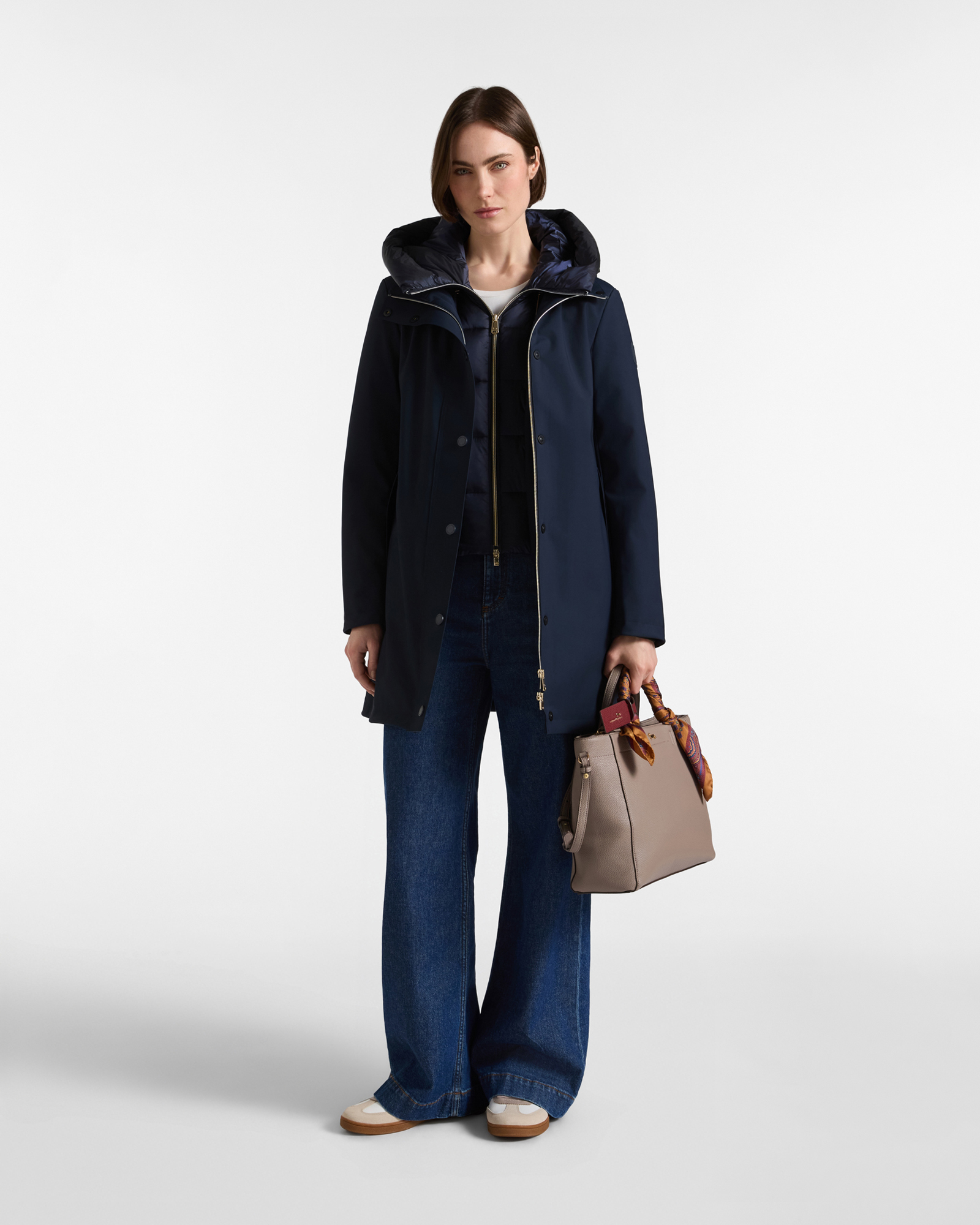 Parka Donna in Piuma con Cappuccio Staccabile, BLU NAVY, large