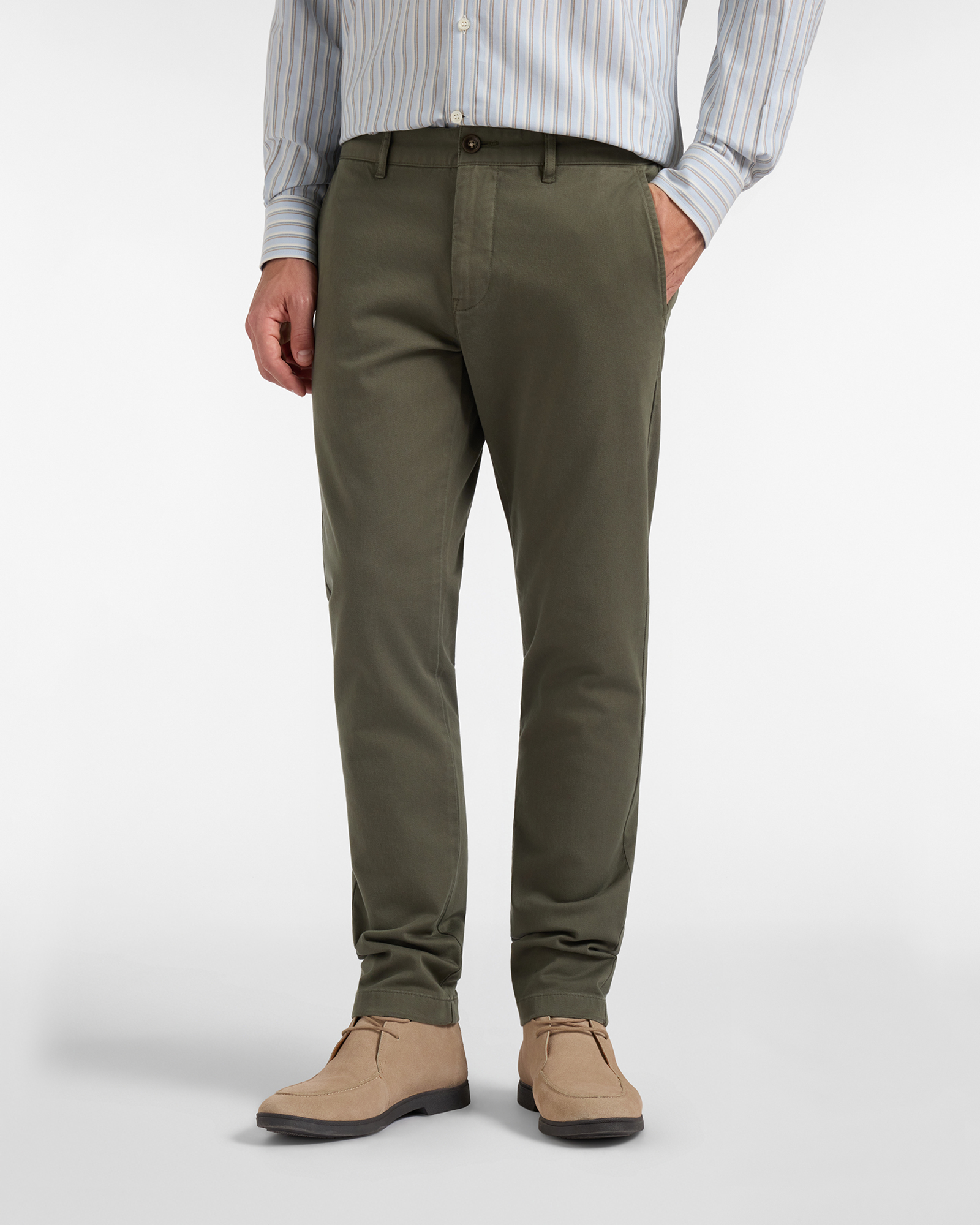 Pantalone Chino HBJ Uomo Narrow Fit in Cotone Stretch Dobby Verde