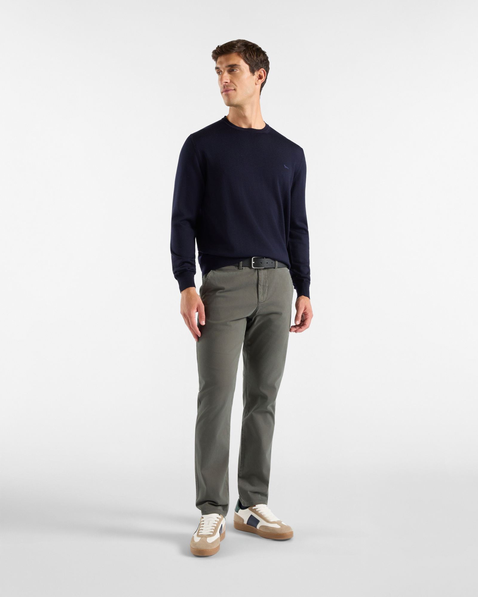 Men&rsquo;s narrow-fit stretch cotton chino pants, DARK GREEN, large
