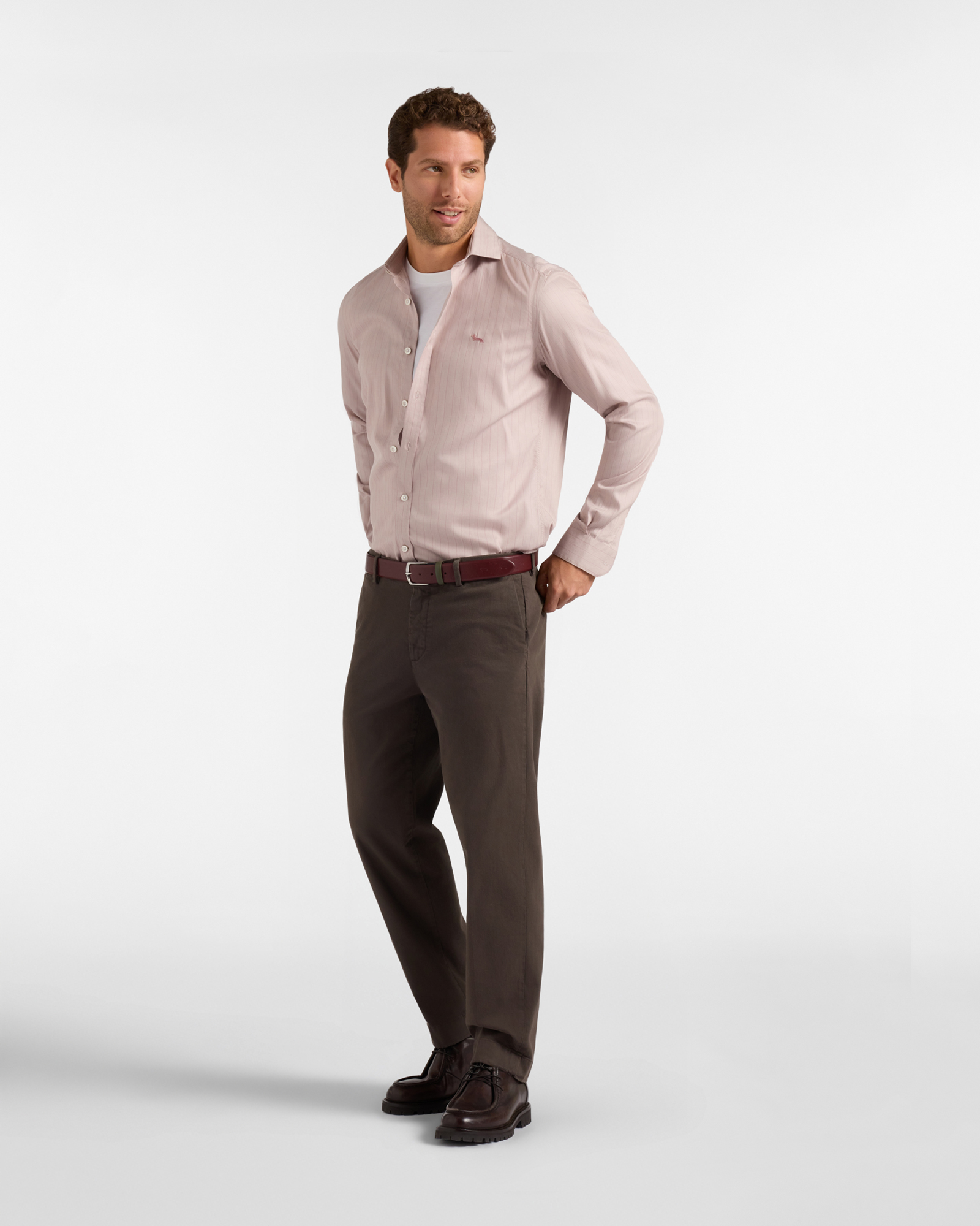 Men&rsquo;s Loose-Fit Chino Trousers, DARK BROWN, large