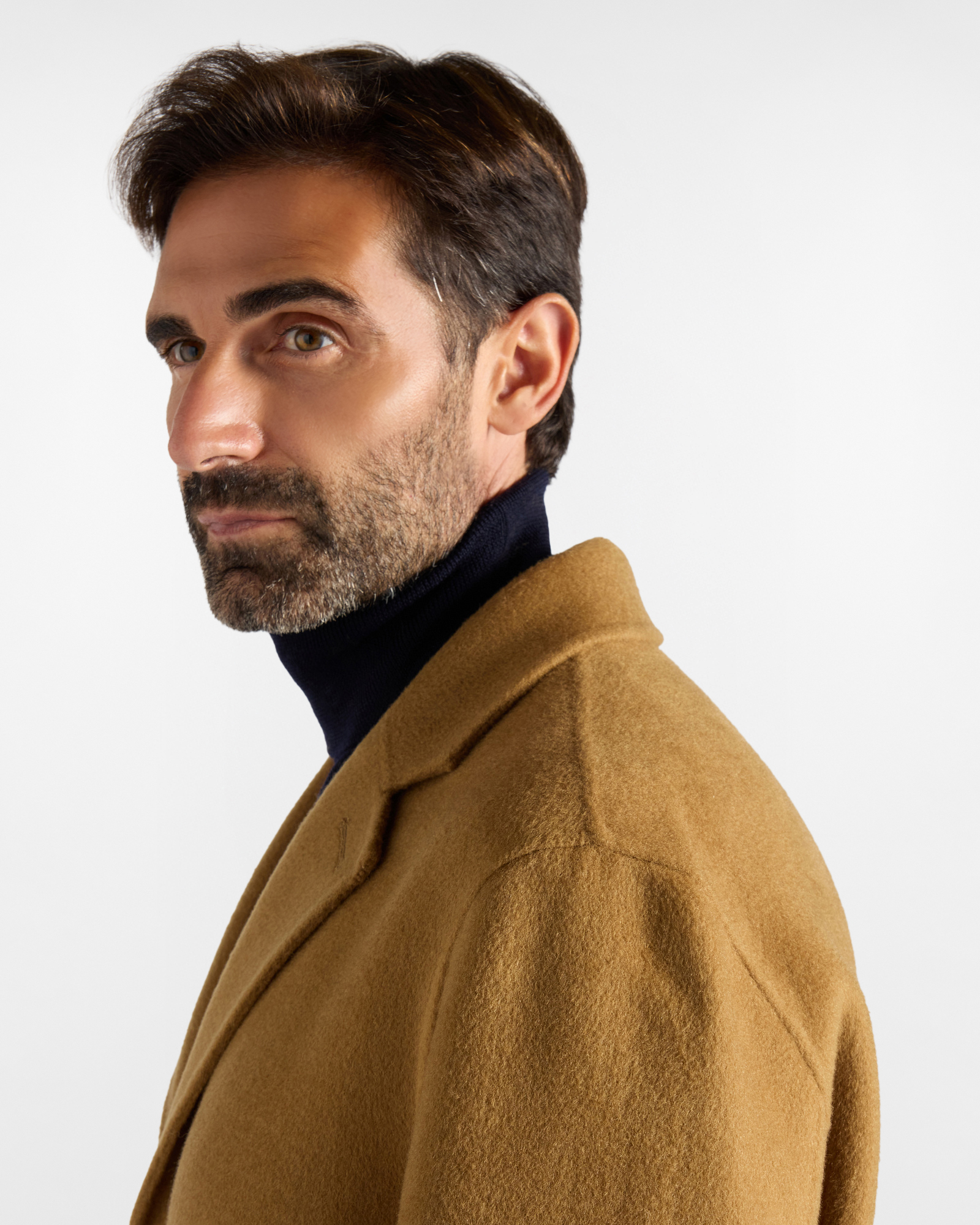 Men's  single-breasted pure wool coat, LIGHT BROWN, large