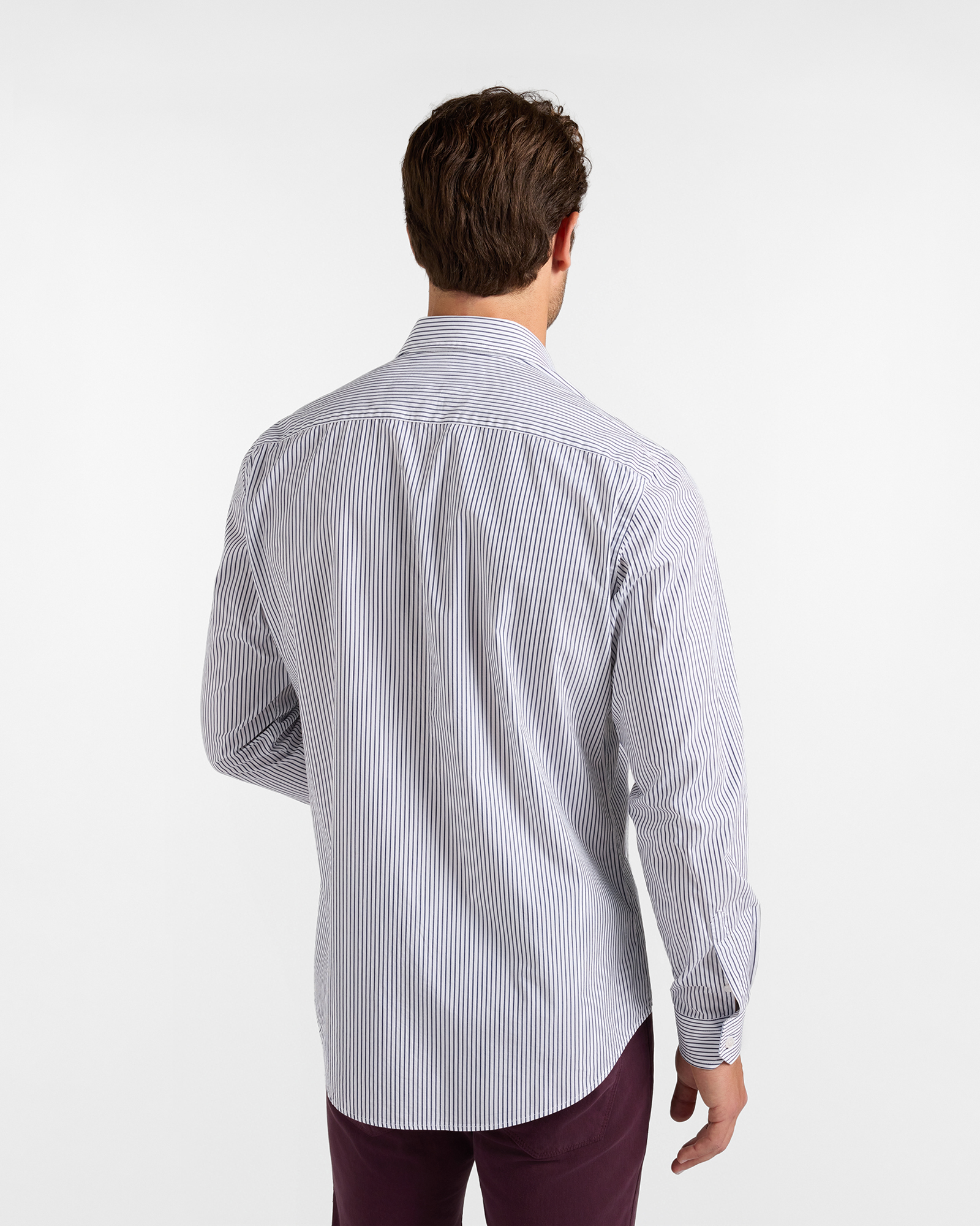 Men's narrow-fit  shirt featuring stripes on a  yarn-dyed background, BLUETTE, large