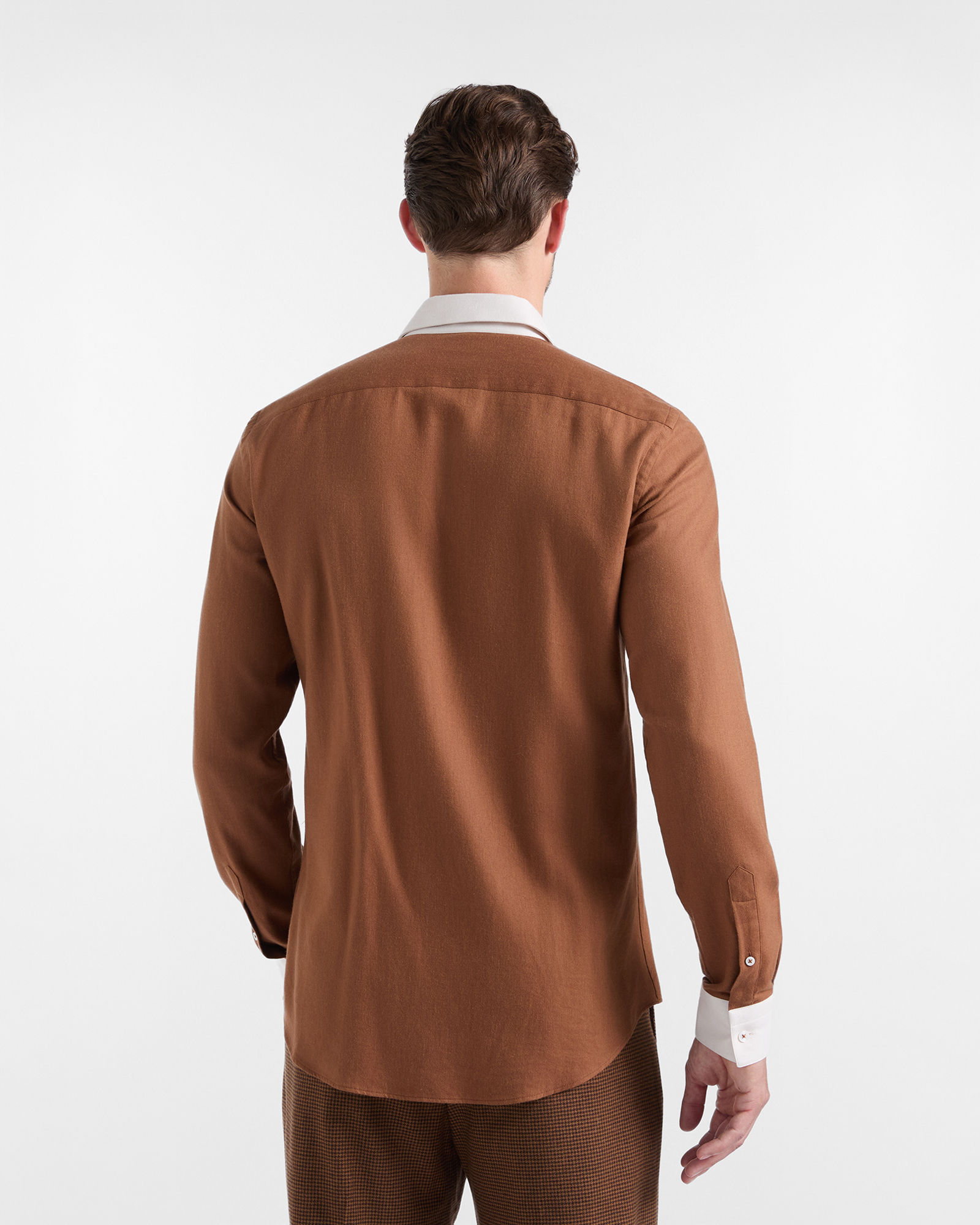 Camicia Harmont & Blaine Uomo in flanella di cotone e Tencel, MARRONE, large