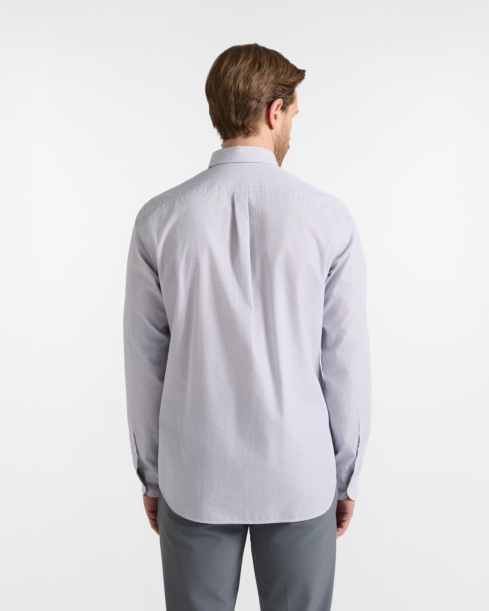 Camisa de hombre de popel&iacute;n de algod&oacute;n con microestampado, GRIS, large