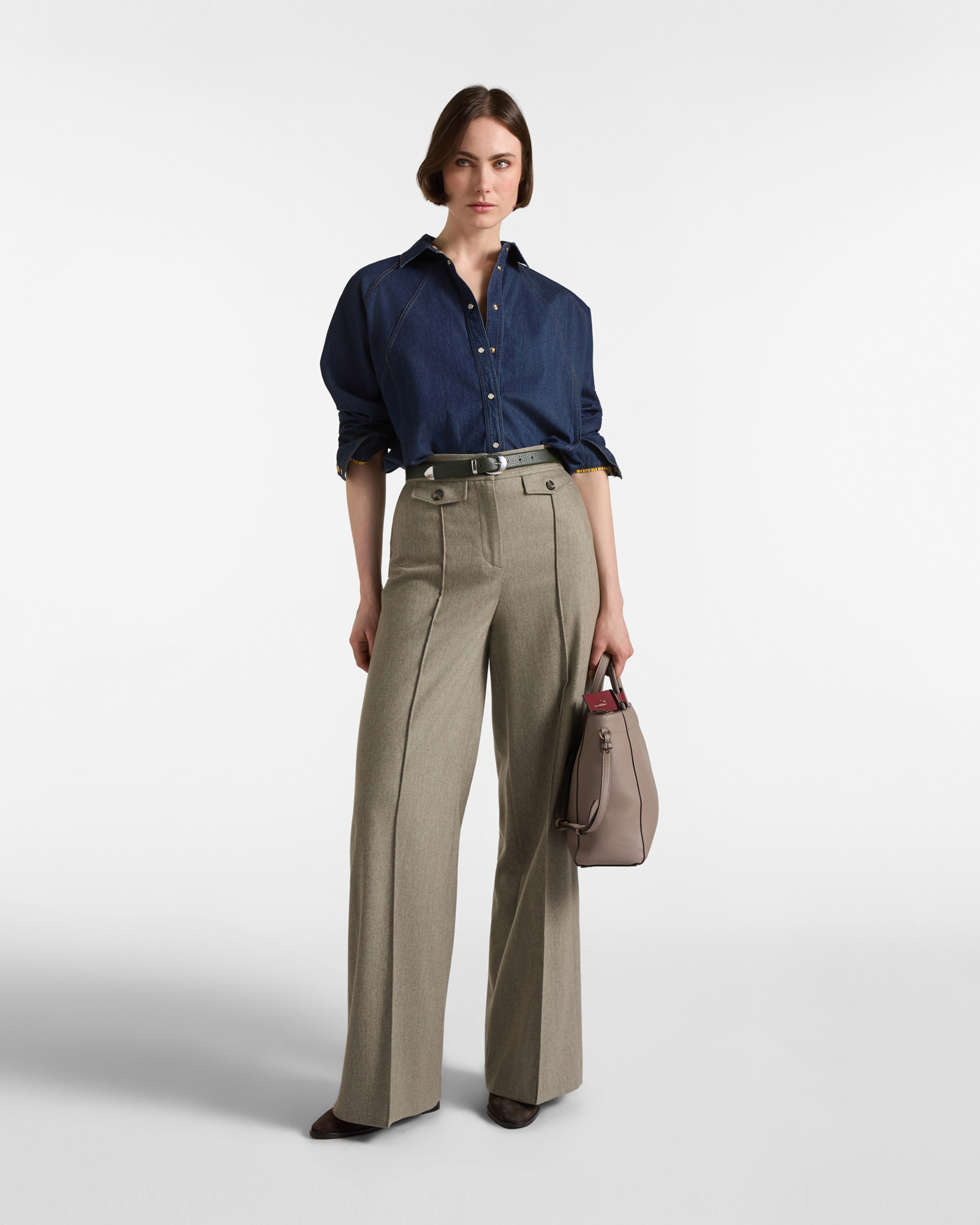 Pantalones de cintura alta para mujer de la colecci&oacute;n &laquo;Capsule Qualit&agrave; a Colori&raquo;, BEIGE, large