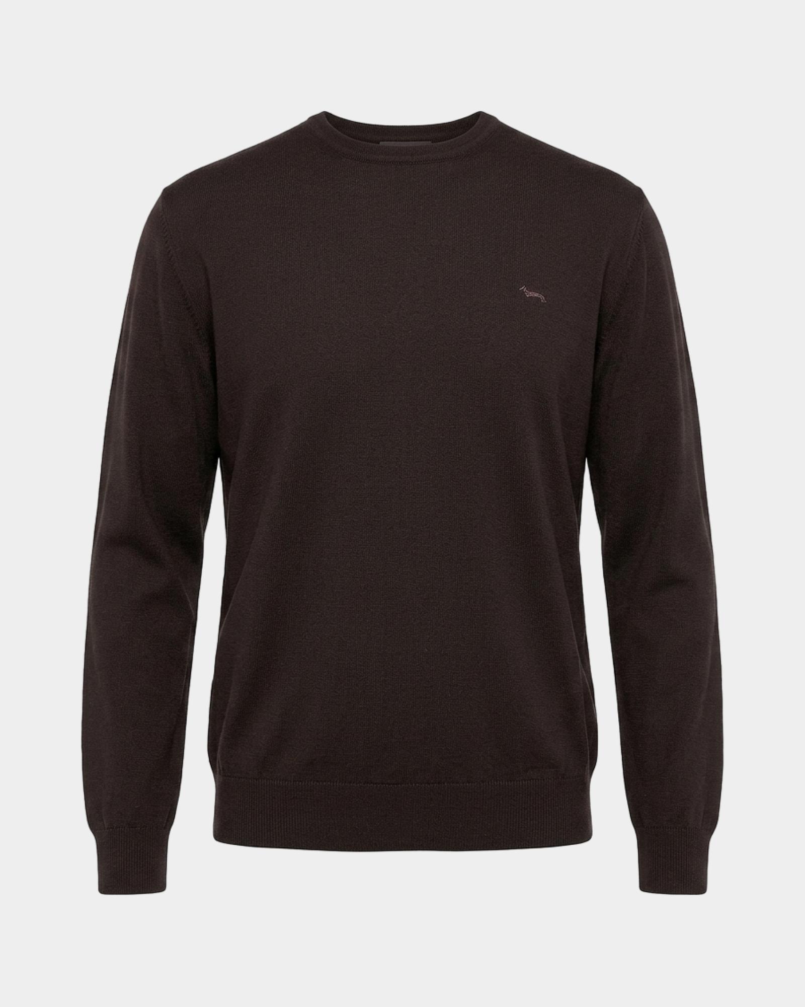Maglia Uomo in 100% pura lana Regular Fit Made in Italy, MARRONE SCURO, large