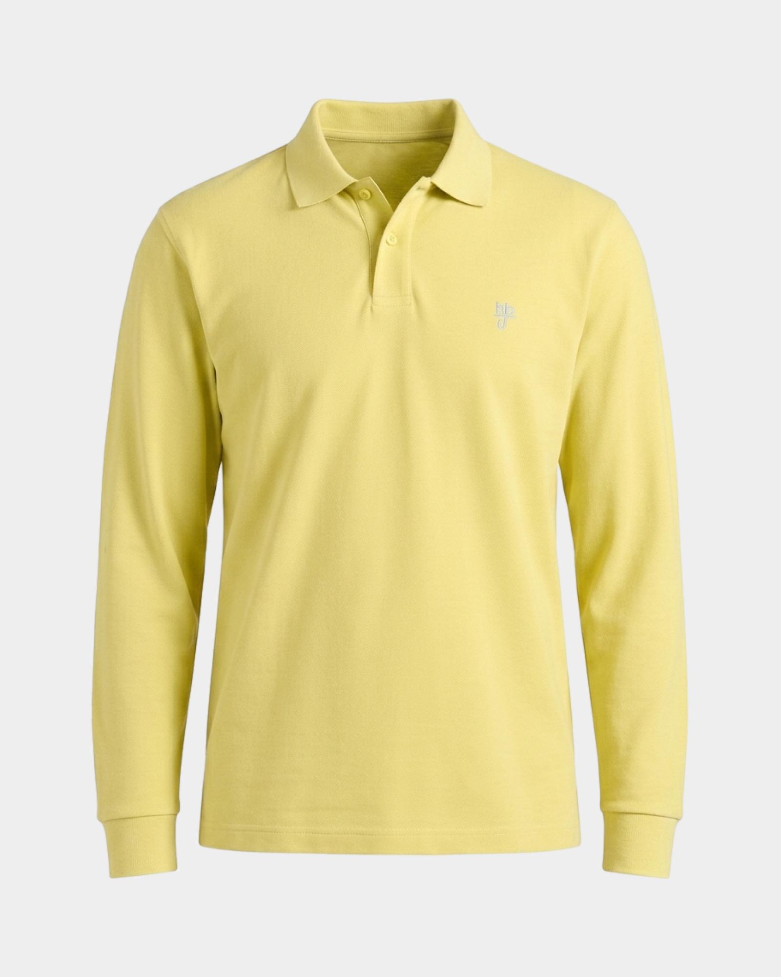Polo HBJ Uomo Manica Lunga in Cotone Piquet, GIALLO, large