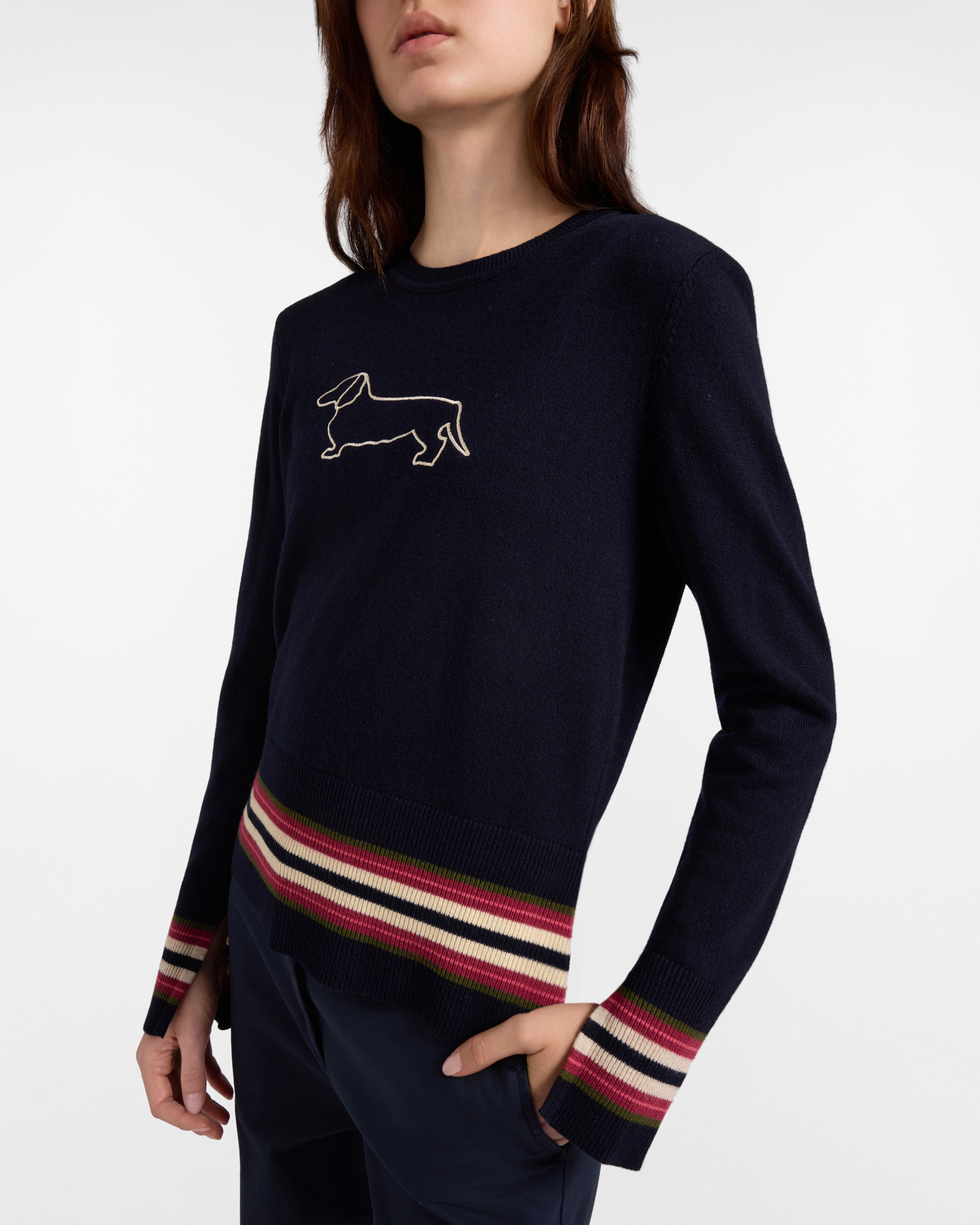 Maglia Donna in misto lana Regular Fit Made in Italy, BLU, large