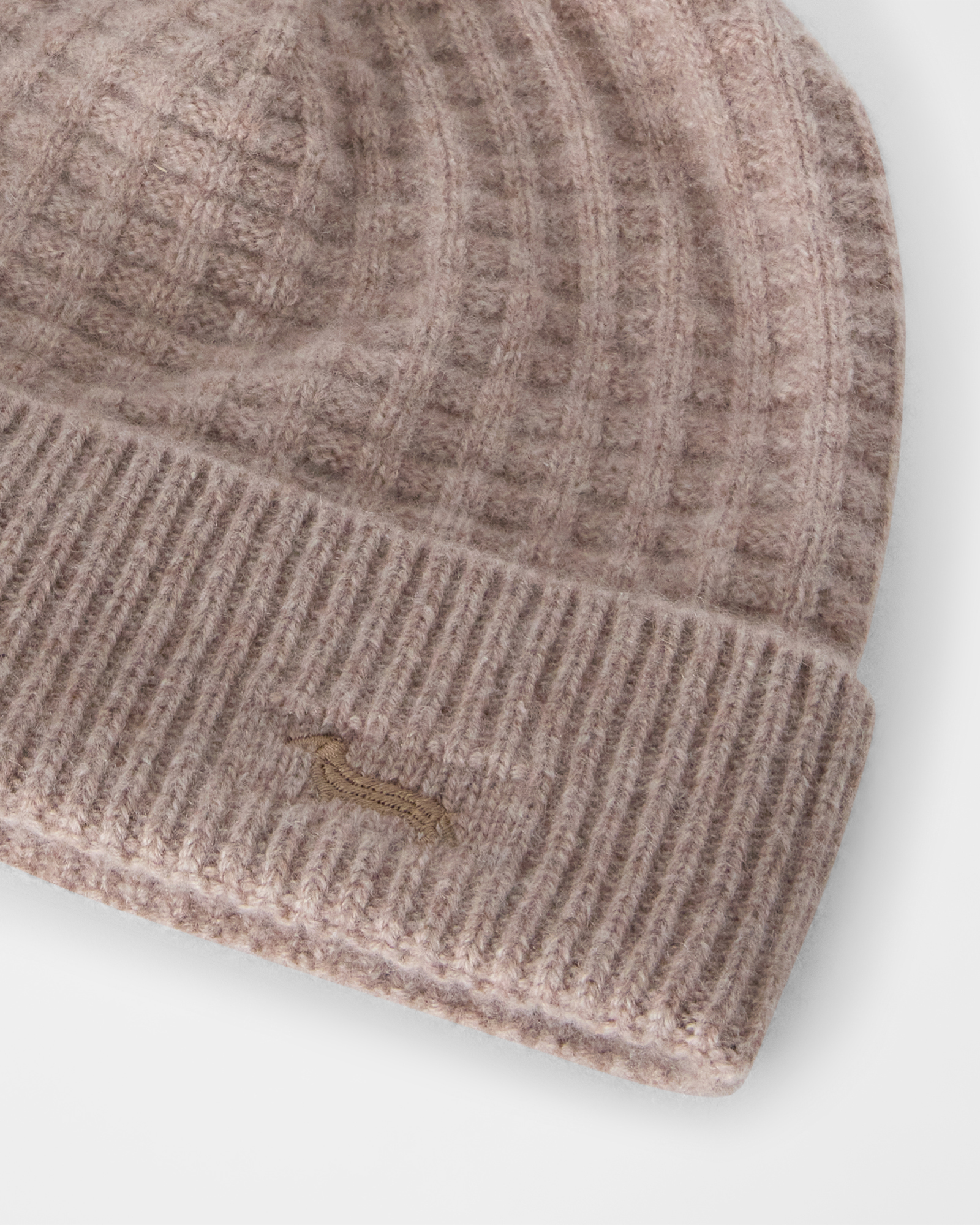 Beanie Uomo in puro cashmere punto maglia, BEIGE, large