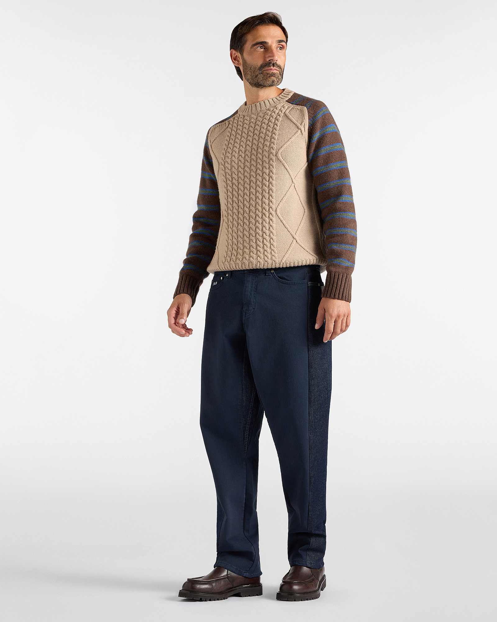 Men&rsquo;s stretch cotton trousers Re-Loved Capsule Collection, Made in Italy, NAVY BLUE, large