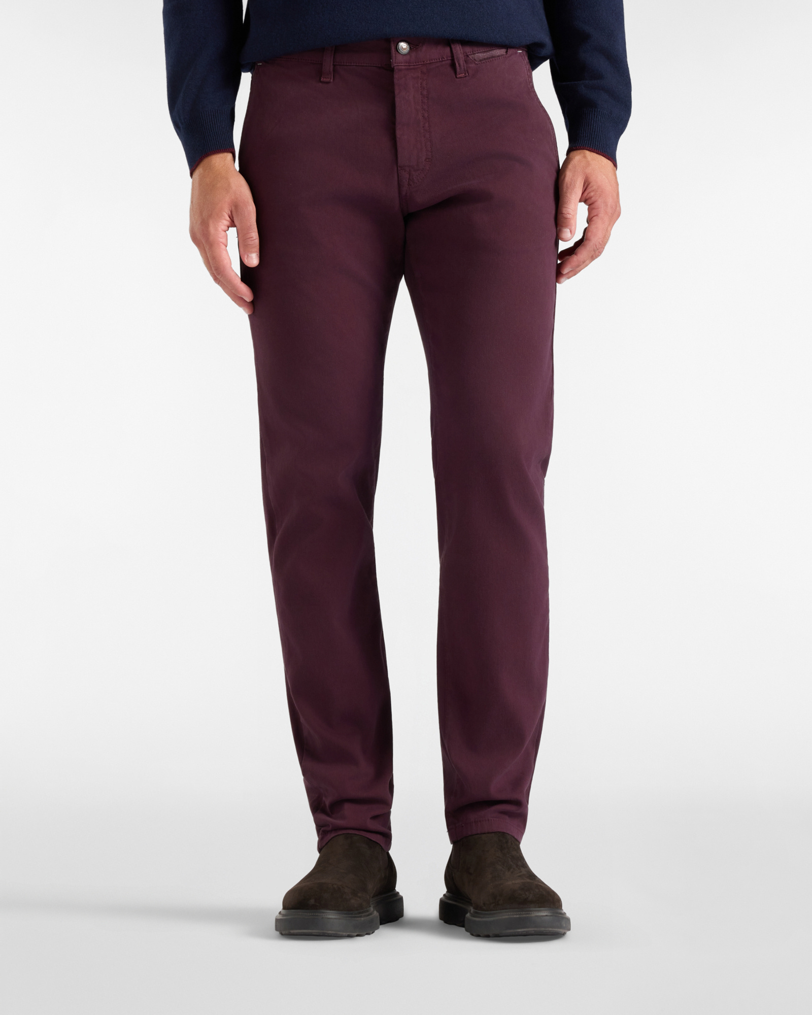Pantalone 5 tasche Uomo five in cotone stretch  Narrow Fit Made in Italy, VIOLA SCURO, large