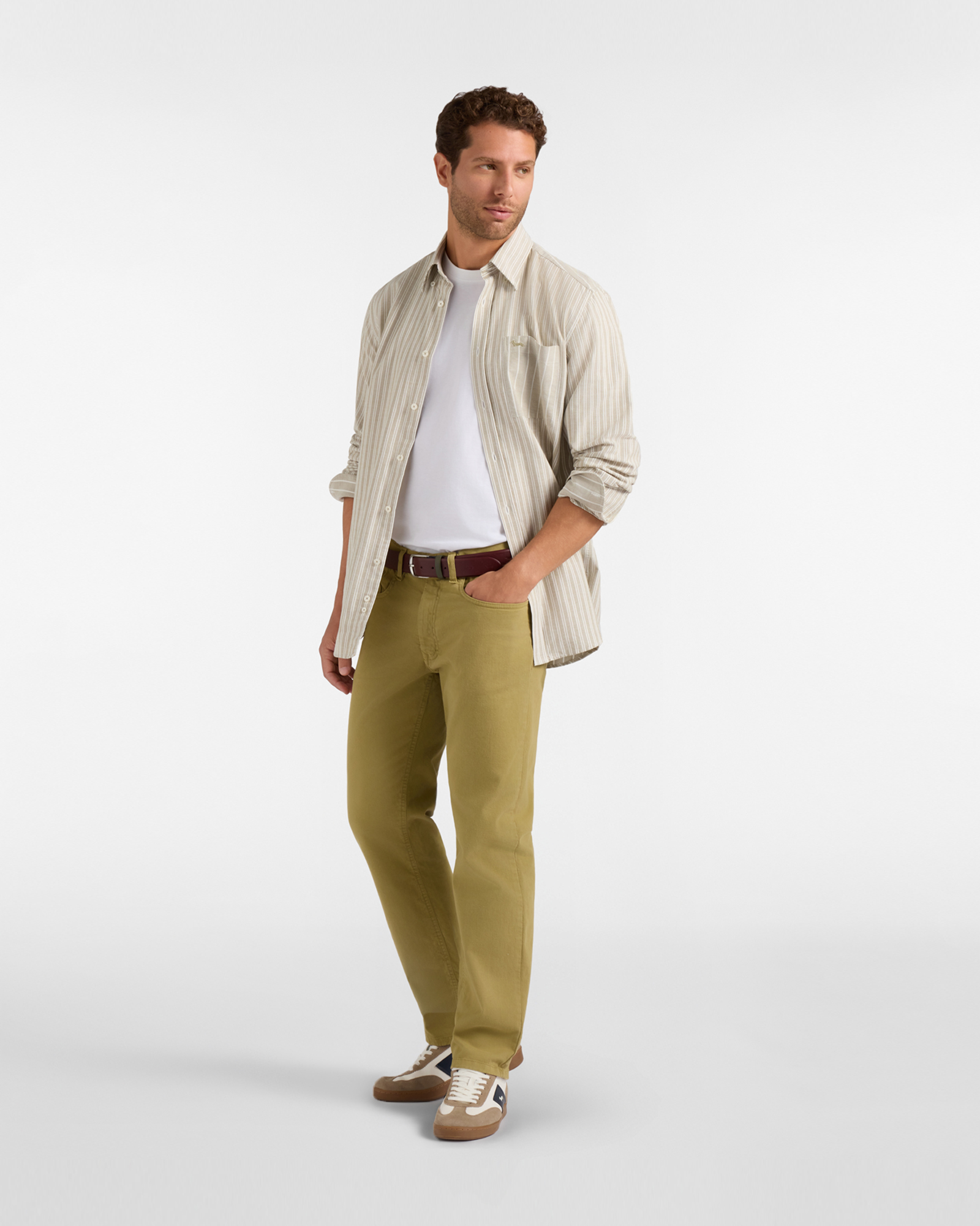 Pantalone uomo 5 tasche in cotone stretch  Regular Fit, FANGO, large