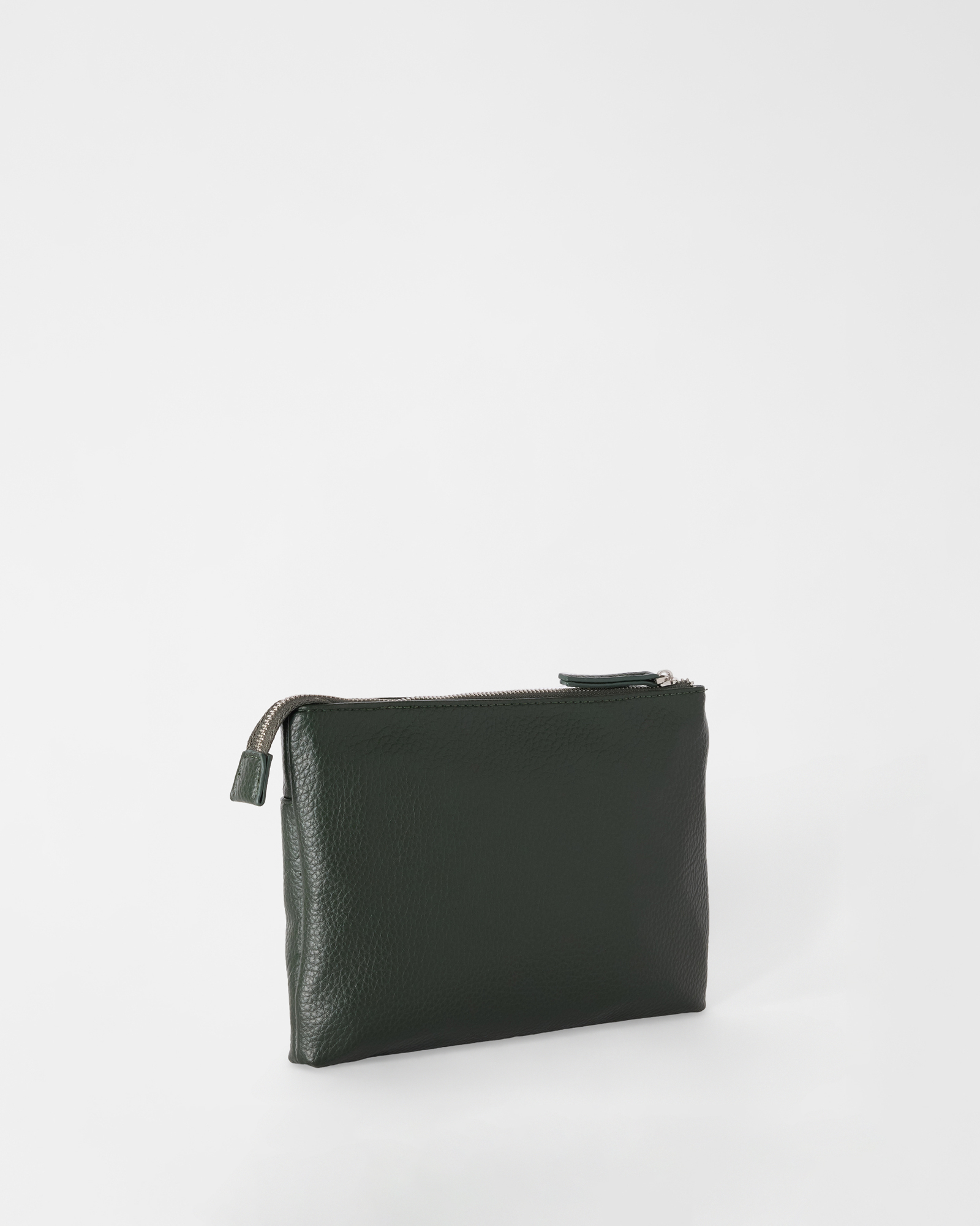 Men&rsquo;s flat clutch with handle and all-over dachshund pattern, GREEN, large